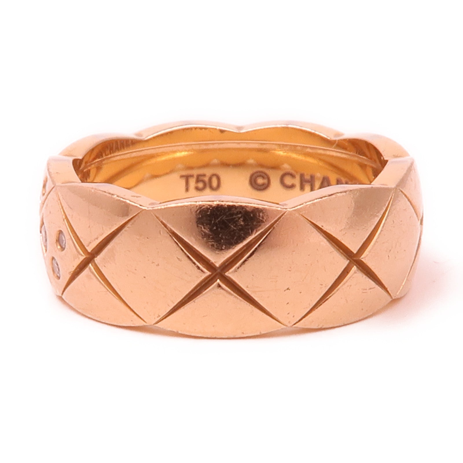 CHANEL 18K玫瑰金Coco Crush Diamond Ring鑽石戒指US#5/Chanel#50