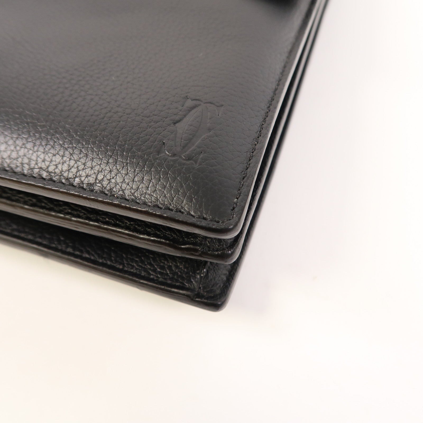 CARTIER 牛皮皮革Briefcase銀扣公事包黑色