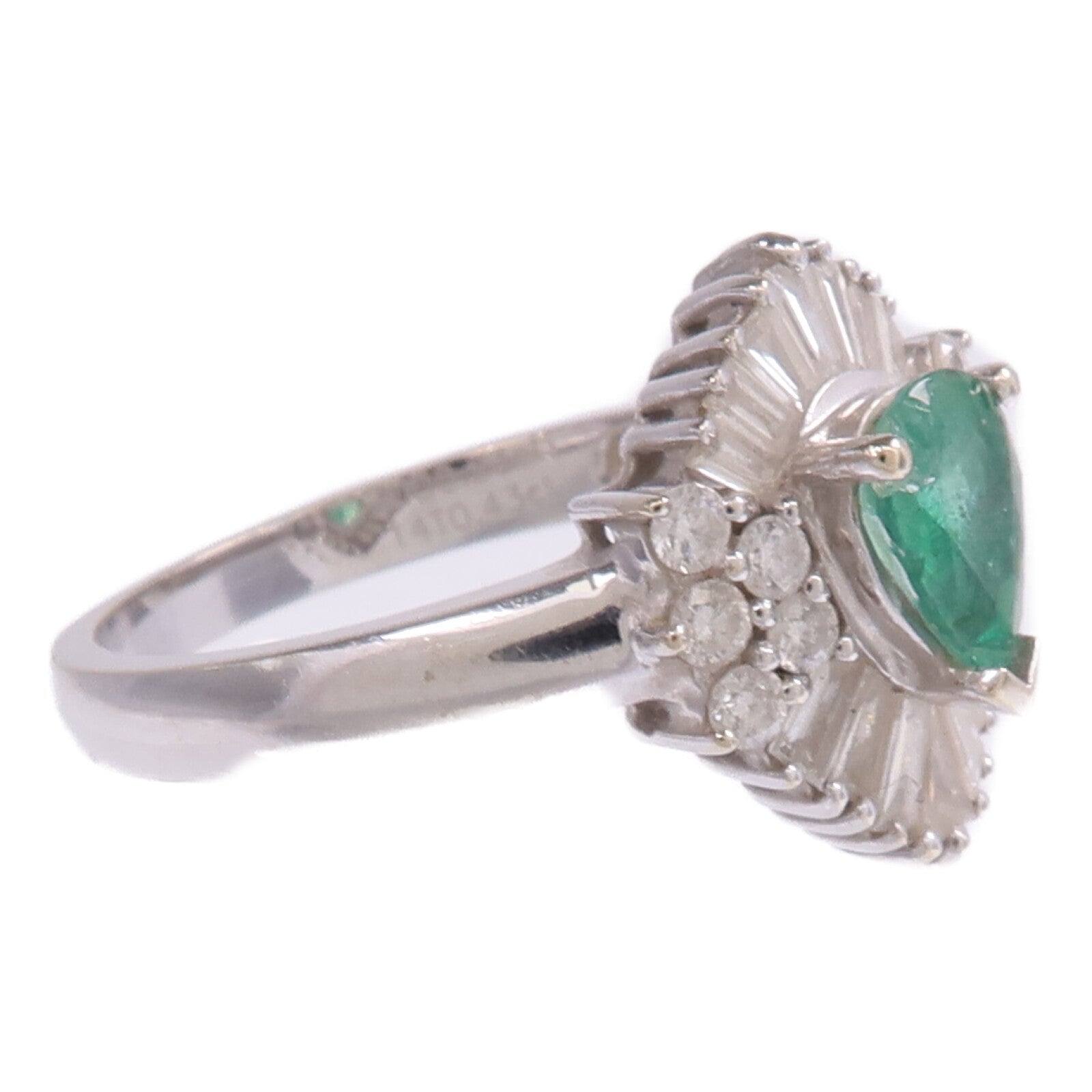 JEWELRY 18K白金Emerald Diamond Ring綠寶石/鑽石戒指US#6.5
