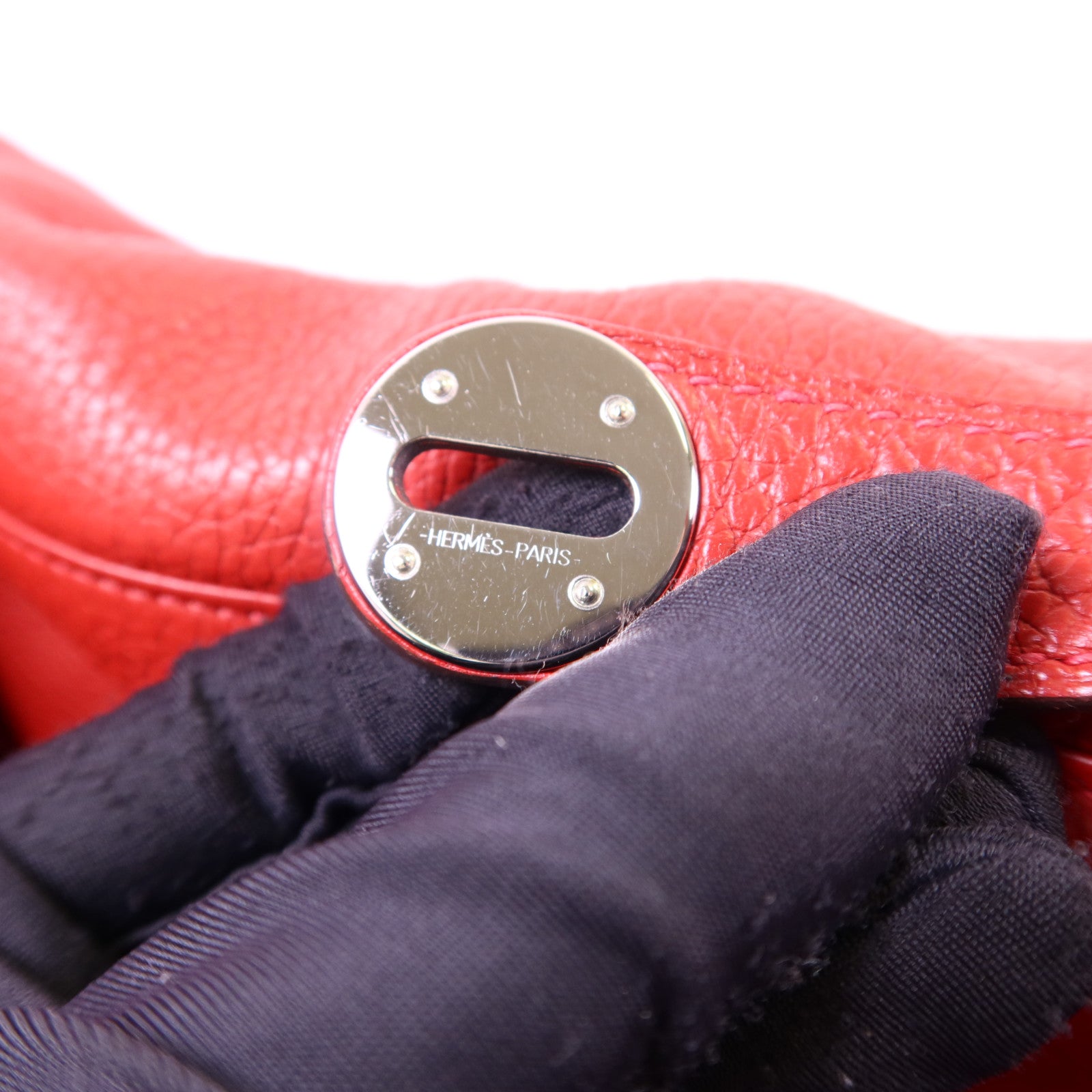 HERMES Clemence皮革Lindy 30銀扣手挽肩背兩用袋Rose Jaipur