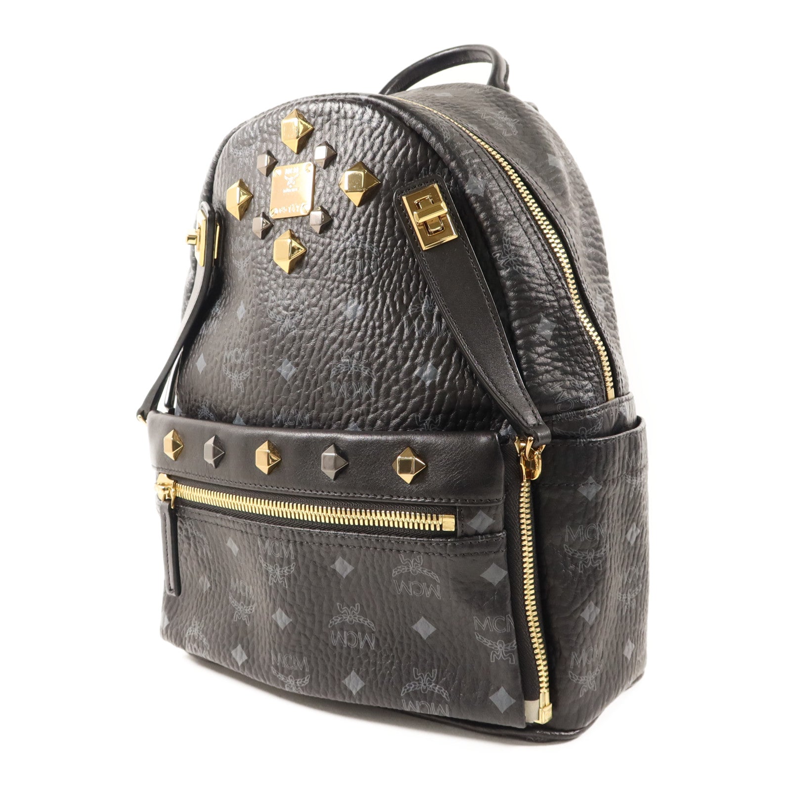MCM 牛皮皮革Backpack金扣背包