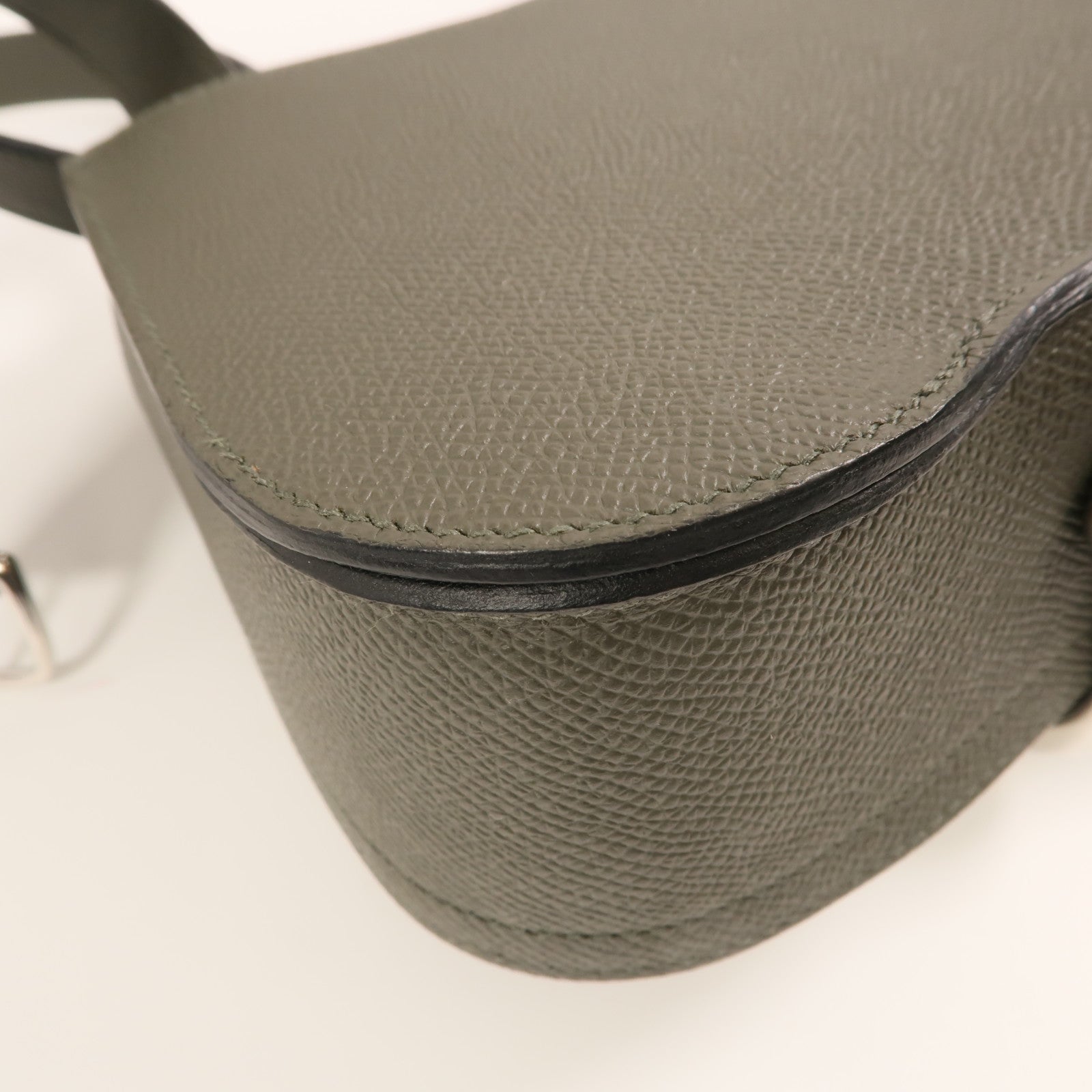 HERMES Epsom皮革Della Cavalleria Mini銀扣肩背袋Vert de Gris