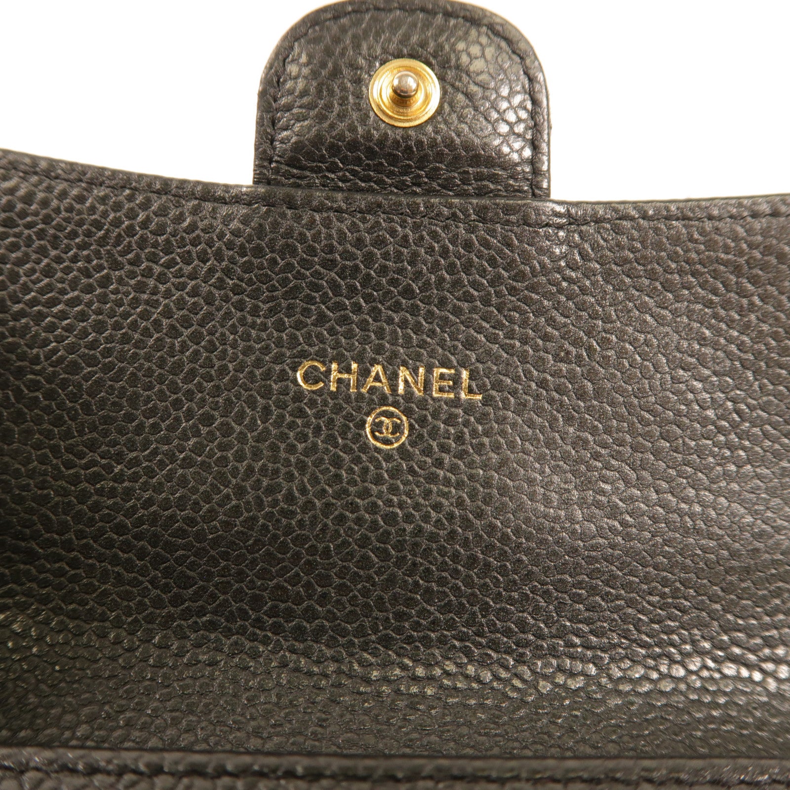 CHANEL 牛皮皮革Fold Wallet金扣錢包