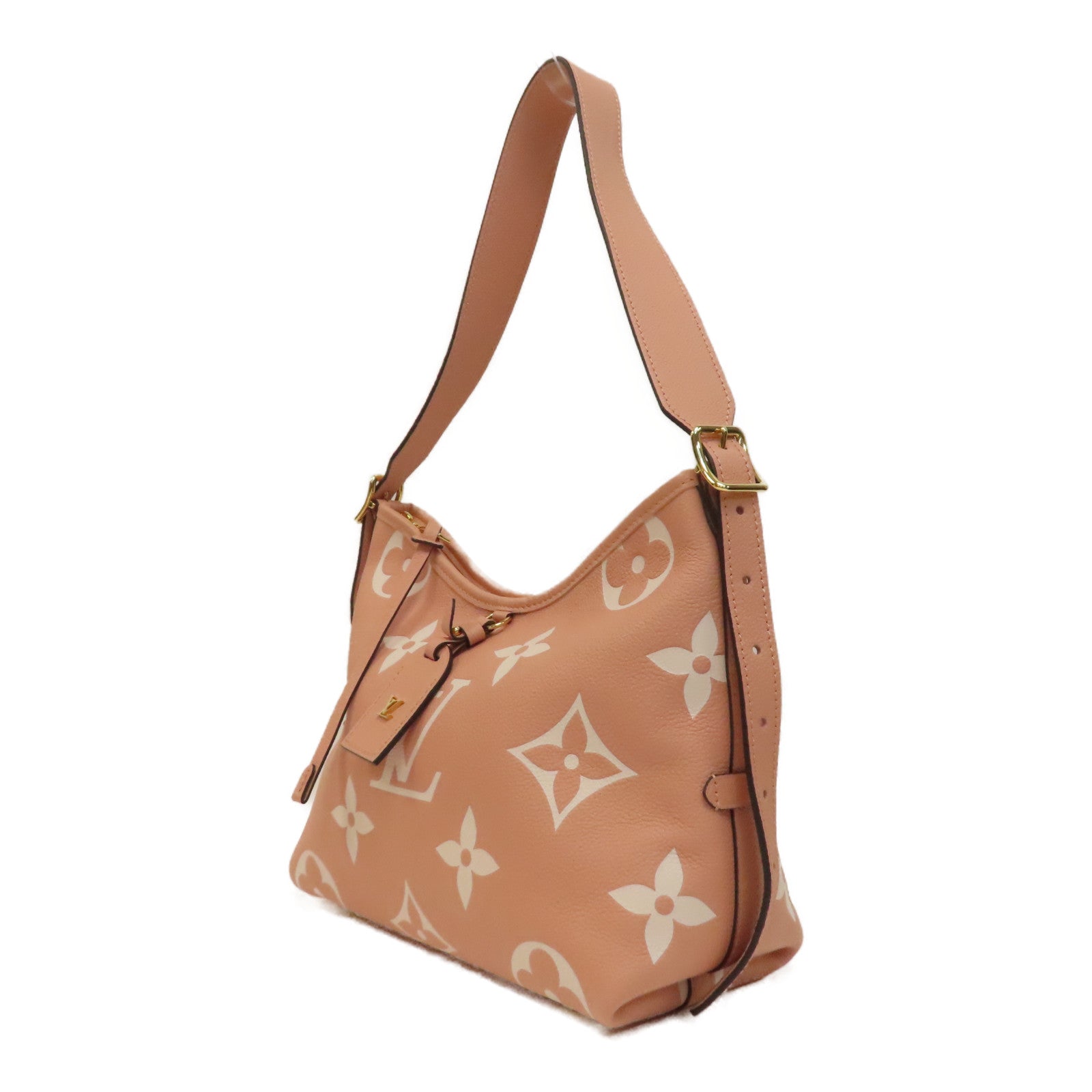 LOUIS VUITTON Monogram Empreinte Carryall Zip金扣肩背袋粉紅色