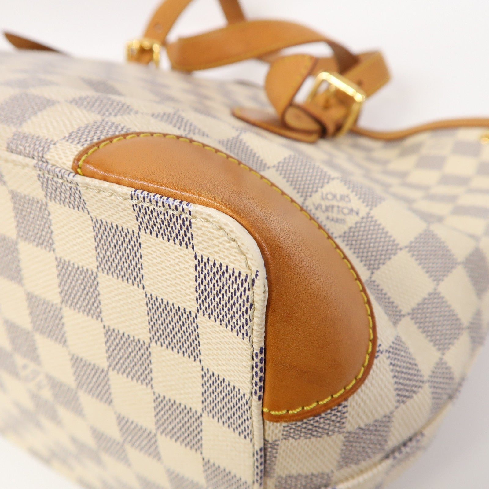 LOUIS VUITTON Damier Azur Hampstead MM金扣肩背袋白色