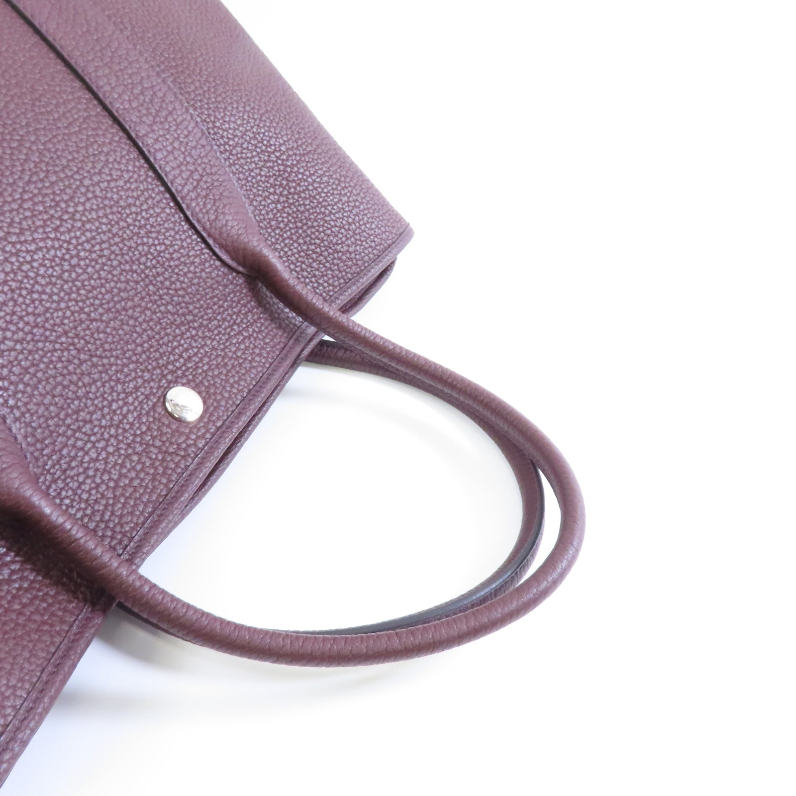 HERMES Negonda皮革GardenParty PM銀扣手挽袋Rouge Sellier/棕色