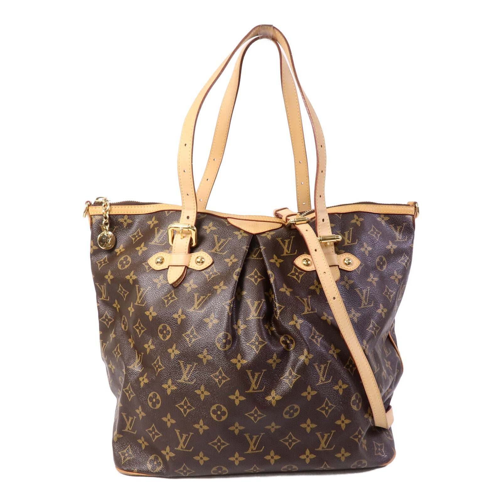 LOUIS VUITTON Monogram Palermo GM金扣手挽肩背兩用袋棕色