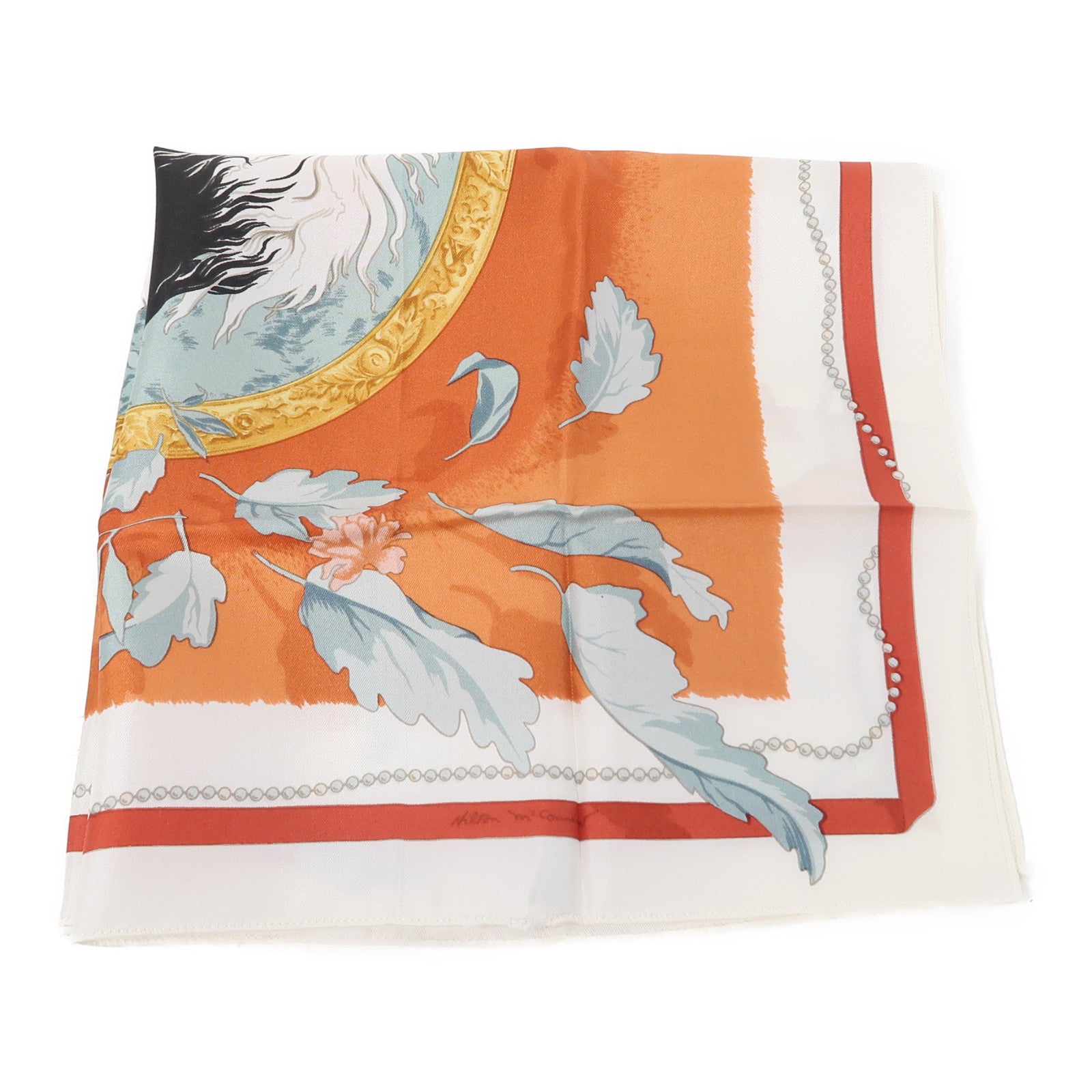 HERMES 絲質Scarf絲巾橙色