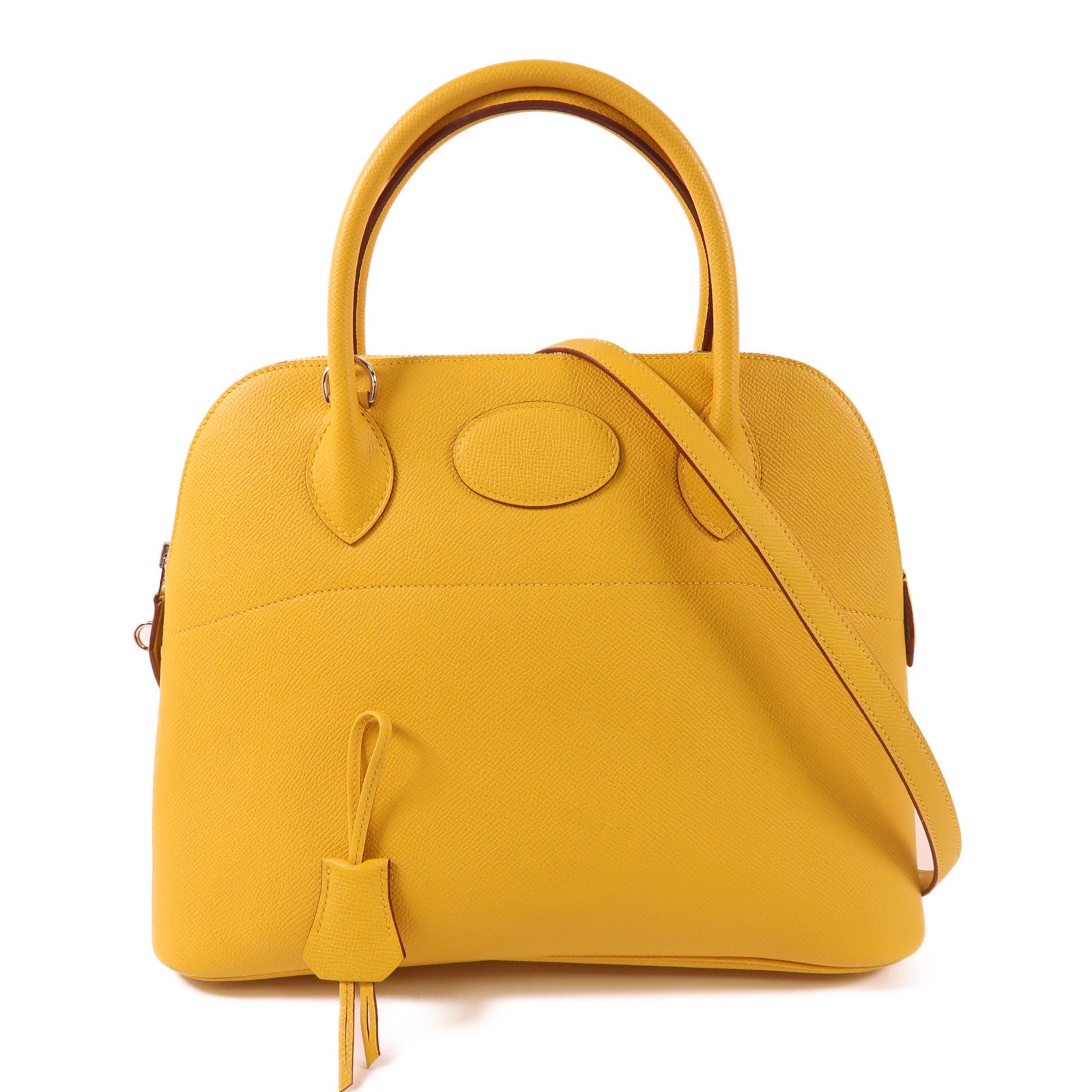 HERMES Epsom皮革Bolide 31銀扣手挽袋Jaune Ambre