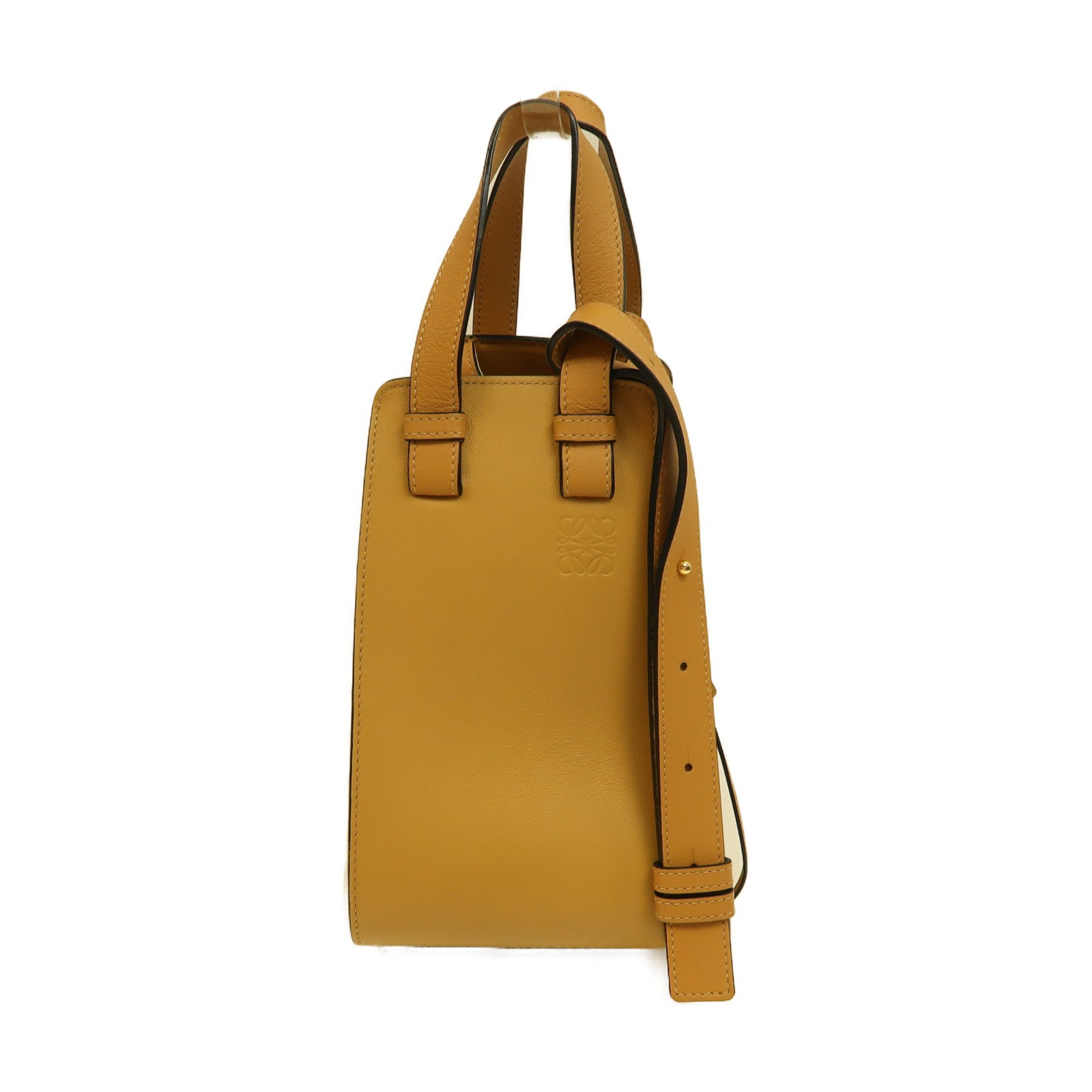 LOEWE 牛皮皮革Hammock Small Bagl金扣手挽肩背兩用袋米色/啡色