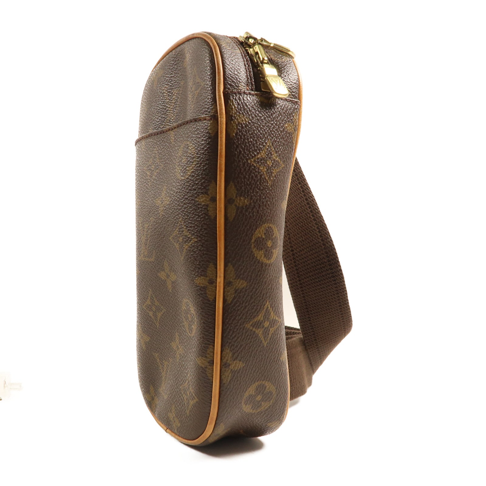 LOUIS VUITTON Monogram Pochette Gange金扣肩背袋棕色