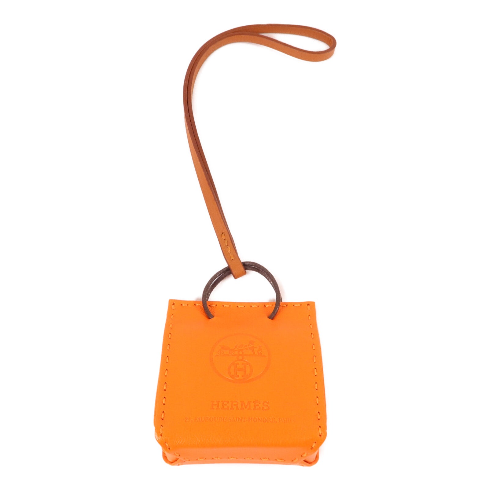 HERMES Milo/Swift皮革Sac Orange Bag Charm掛飾Orange