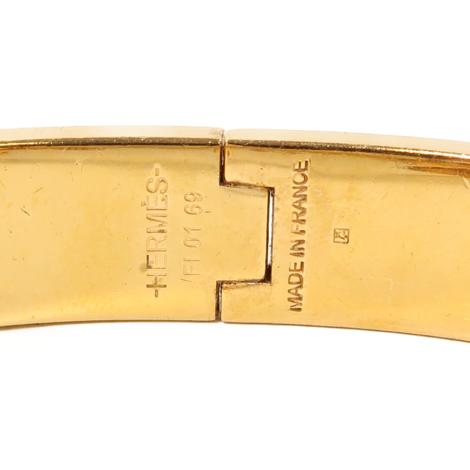 HERMES 金屬H Bangle手鐲金色/白色