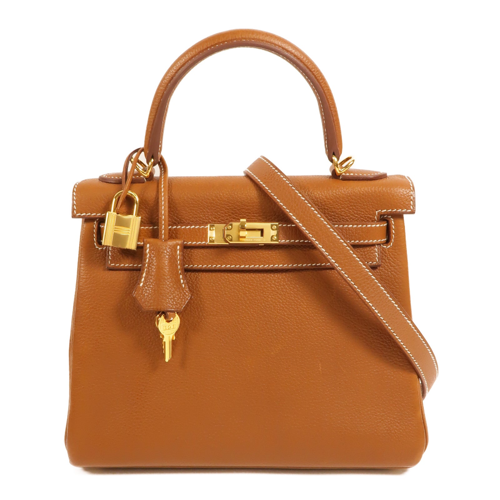 HERMES Barenia皮革Kelly 25手挽肩背兩用袋Gold