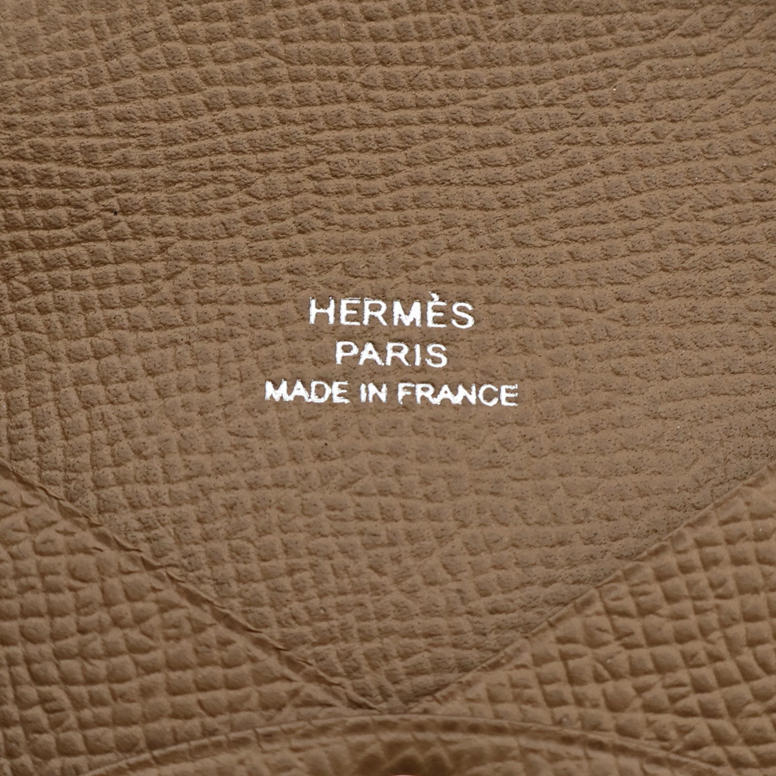 HERMES Epsom皮革Calvi Duo銀扣卡片套Gold