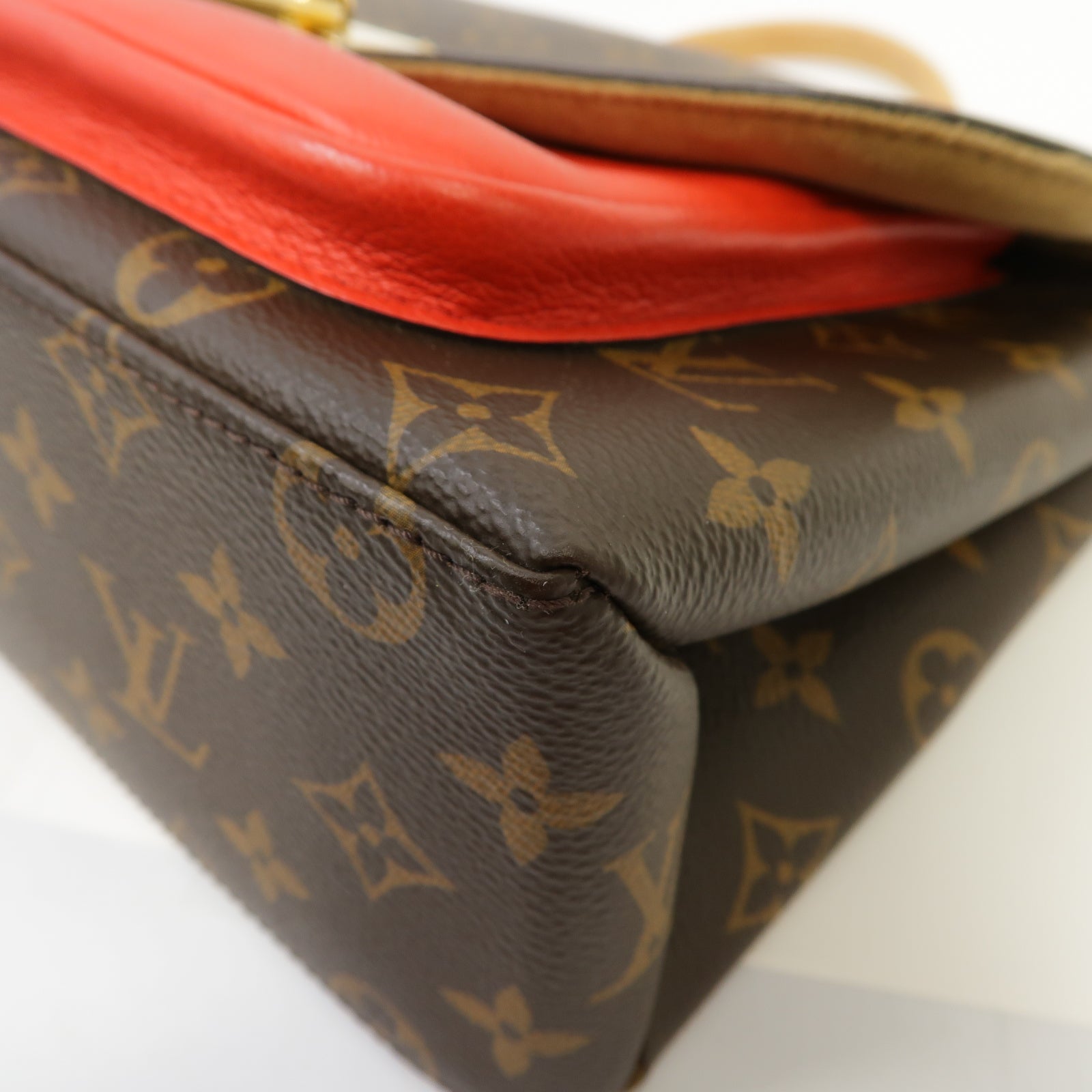 LOUIS VUITTON Monogram Marignan金扣手挽肩背兩用袋啡色/紅色