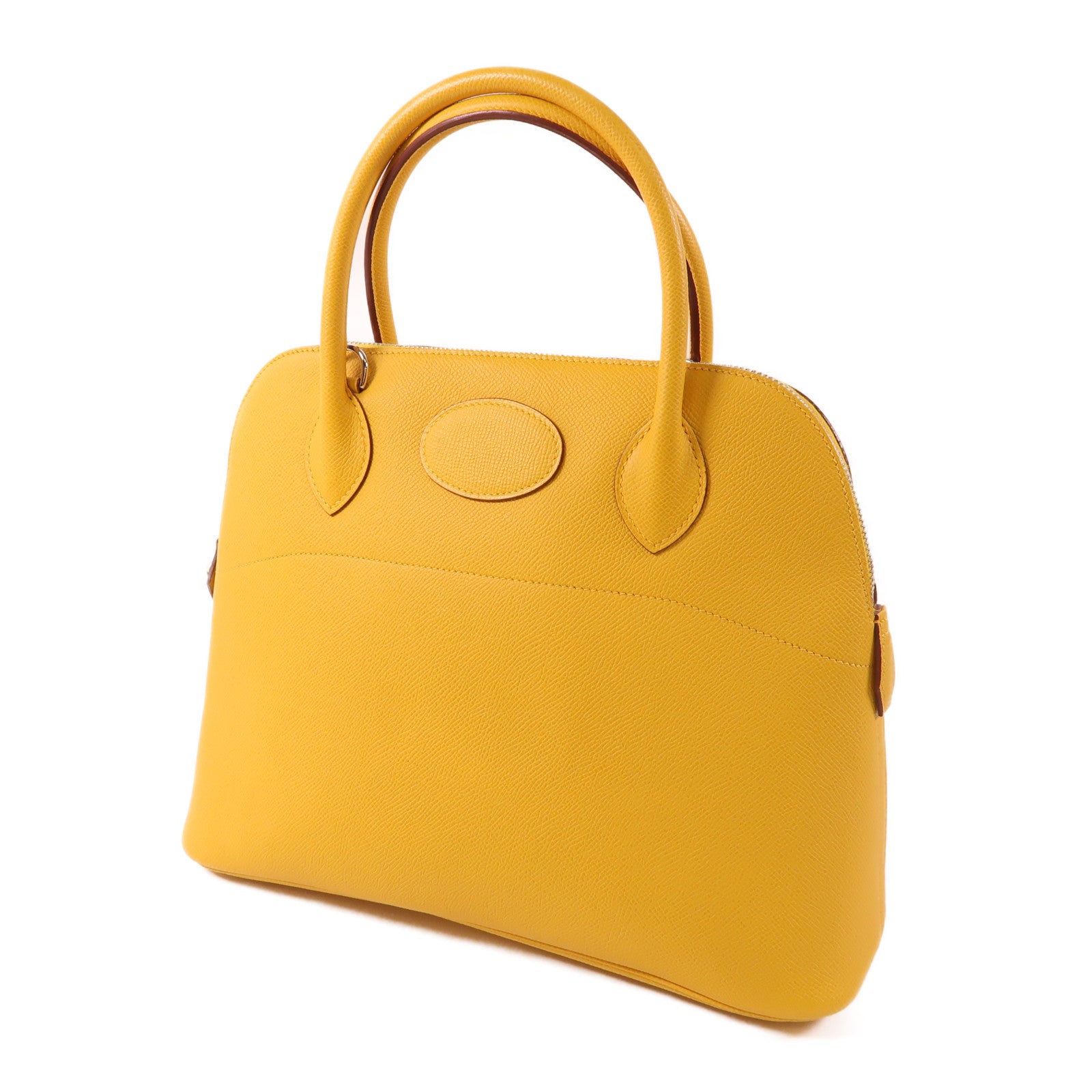 HERMES Epsom皮革Bolide 31銀扣手挽袋Jaune Ambre