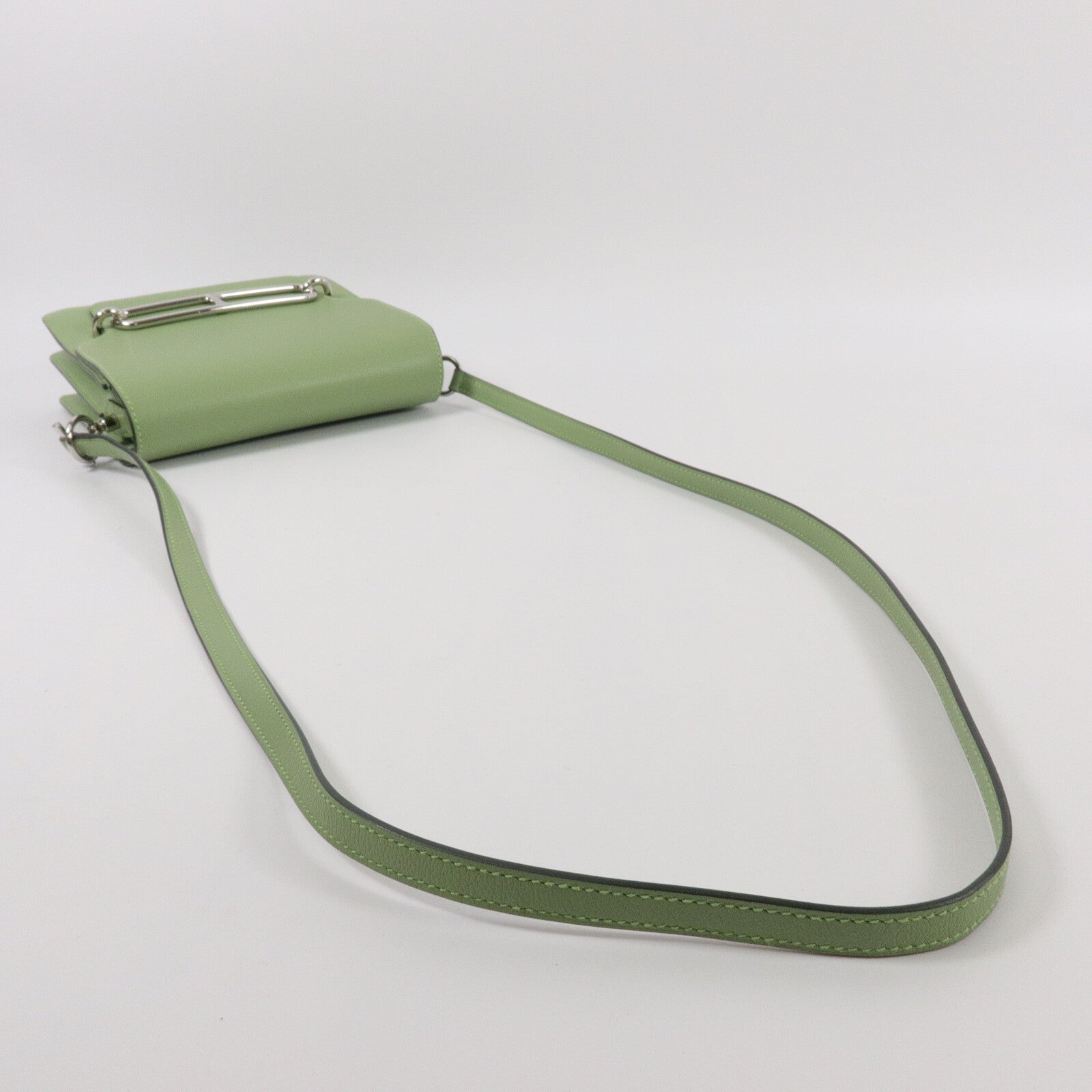 HERMES Evercolor皮革Mini Roulis肩背袋Vert Criguet