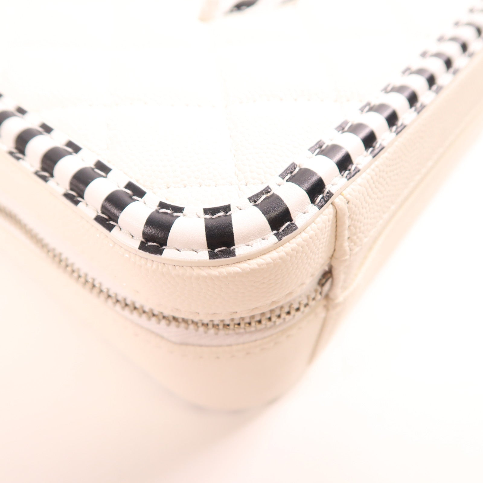 CHANEL CC SHW Vanity 2Way Shoulder Hand Bag Calfskin Leather White/Black