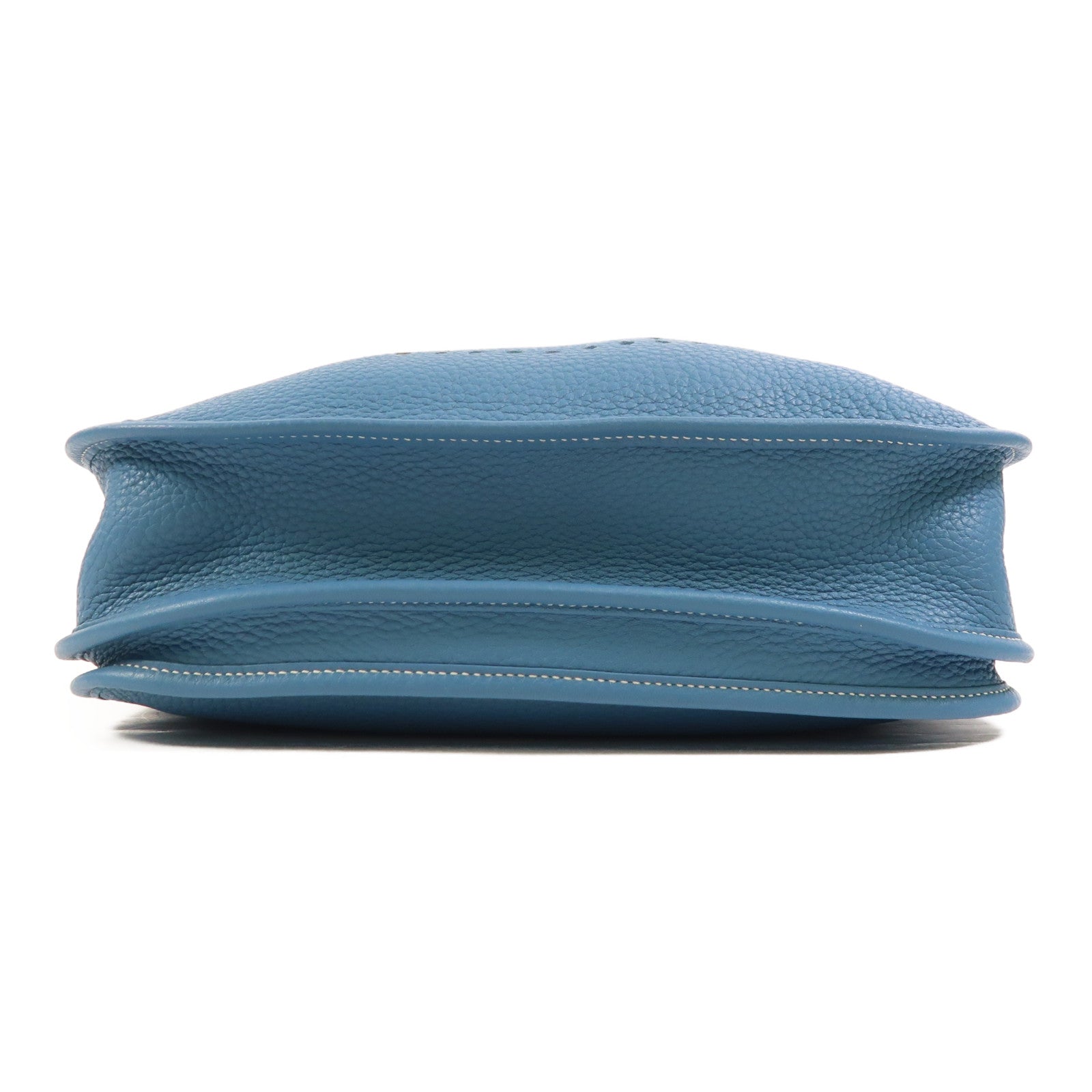 HERMES Clemence皮革Evelyne PM銀扣肩背袋Bleu Jean