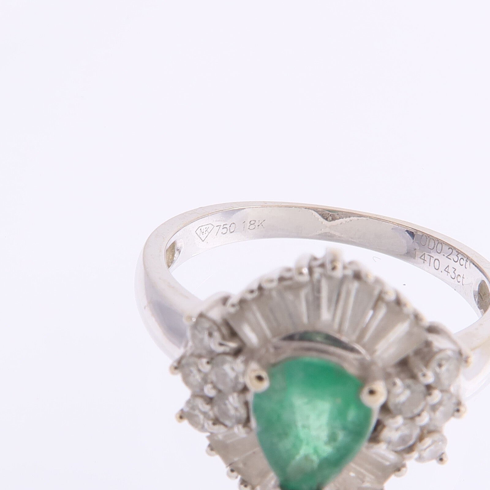 JEWELRY 18K白金Emerald Diamond Ring綠寶石/鑽石戒指US#6.5