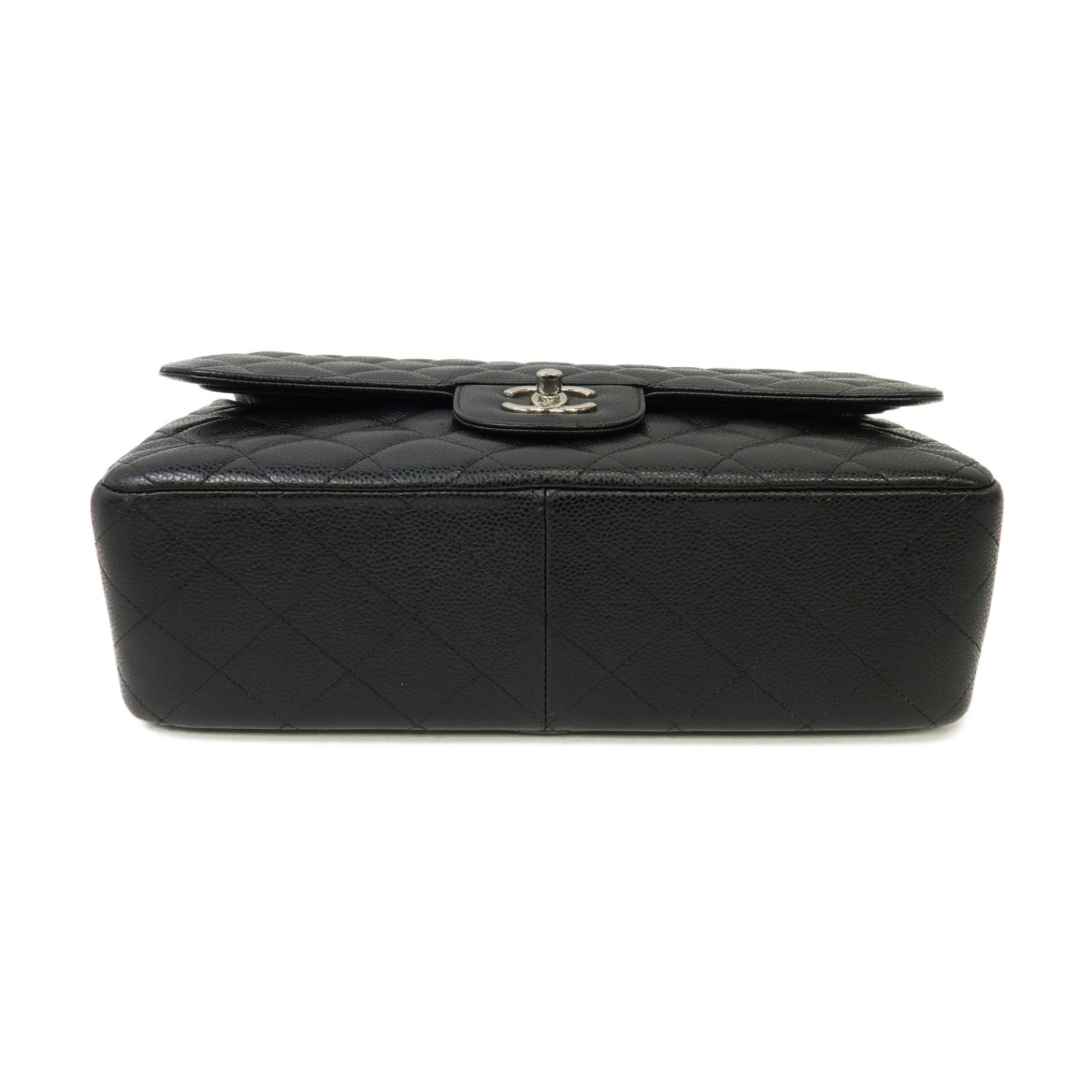 CHANEL 【激減優惠】菱格Caviar皮革Classic Jumbo銀扣鏈帶肩背袋黒色