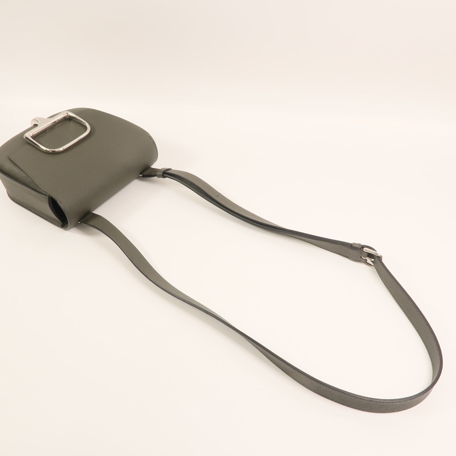 HERMES Epsom皮革Della Cavalleria Mini銀扣肩背袋Vert de Gris