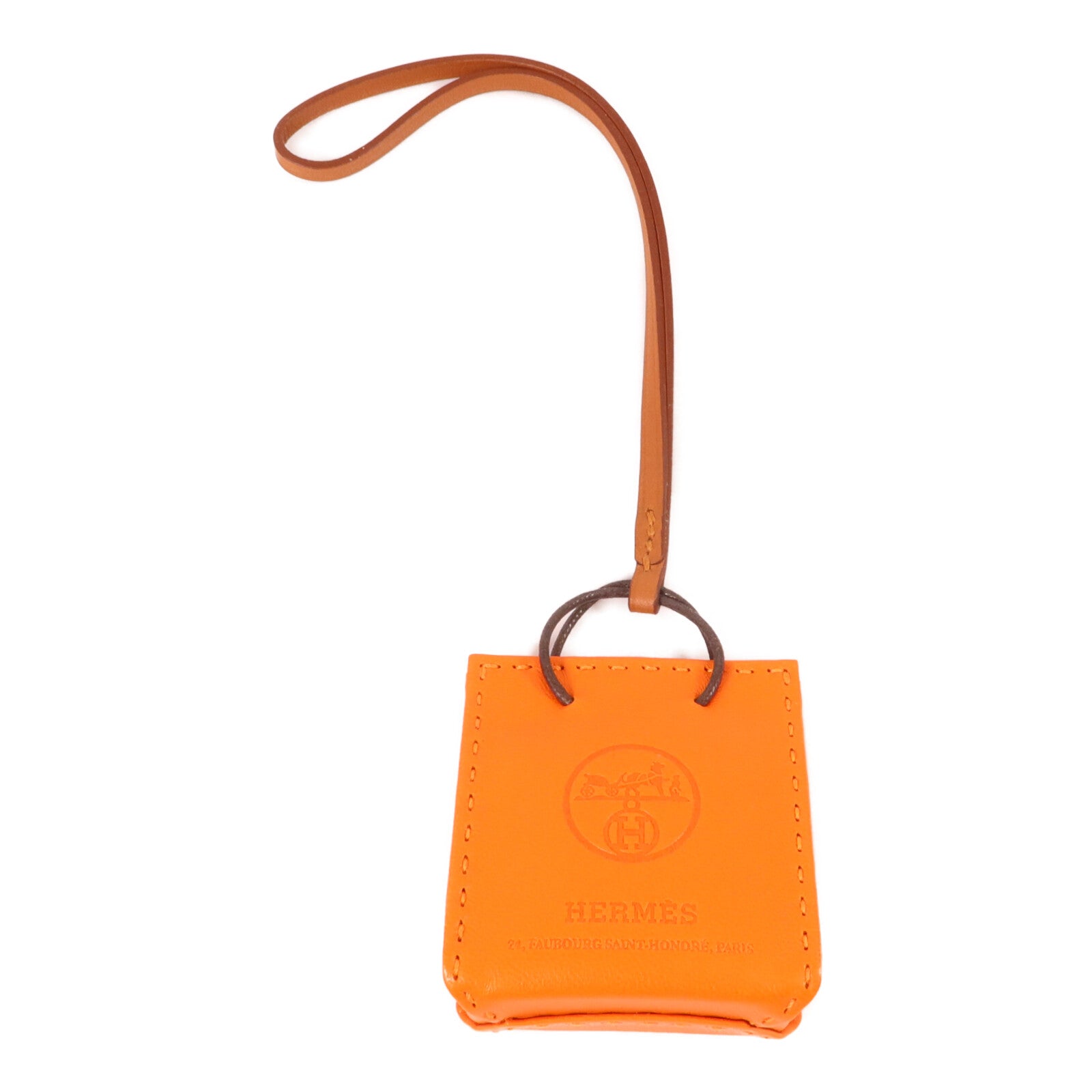 HERMES Milo/Swift皮革Sac Orange Bag Charm掛飾Orange