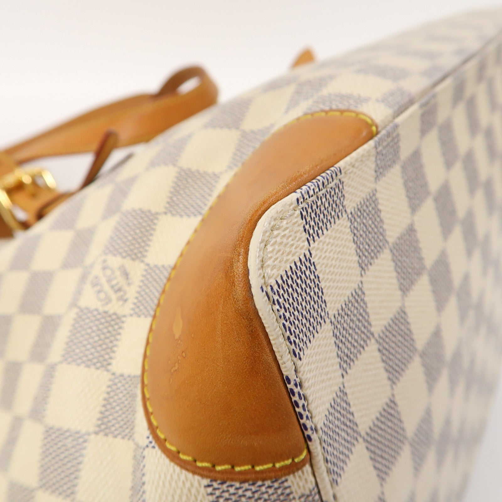 LOUIS VUITTON Damier Azur Hampstead MM金扣肩背袋白色