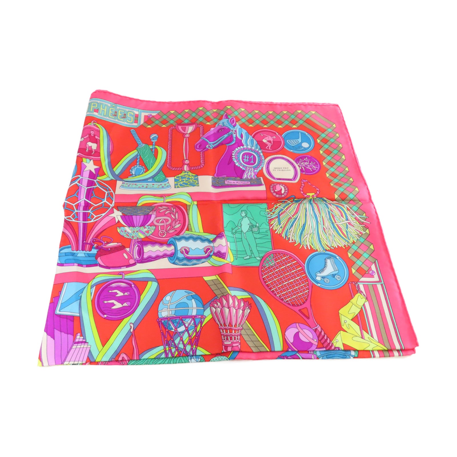 HERMES 【激減優惠】絲質90x90 Scarf絲巾粉紅/紅色/彩色