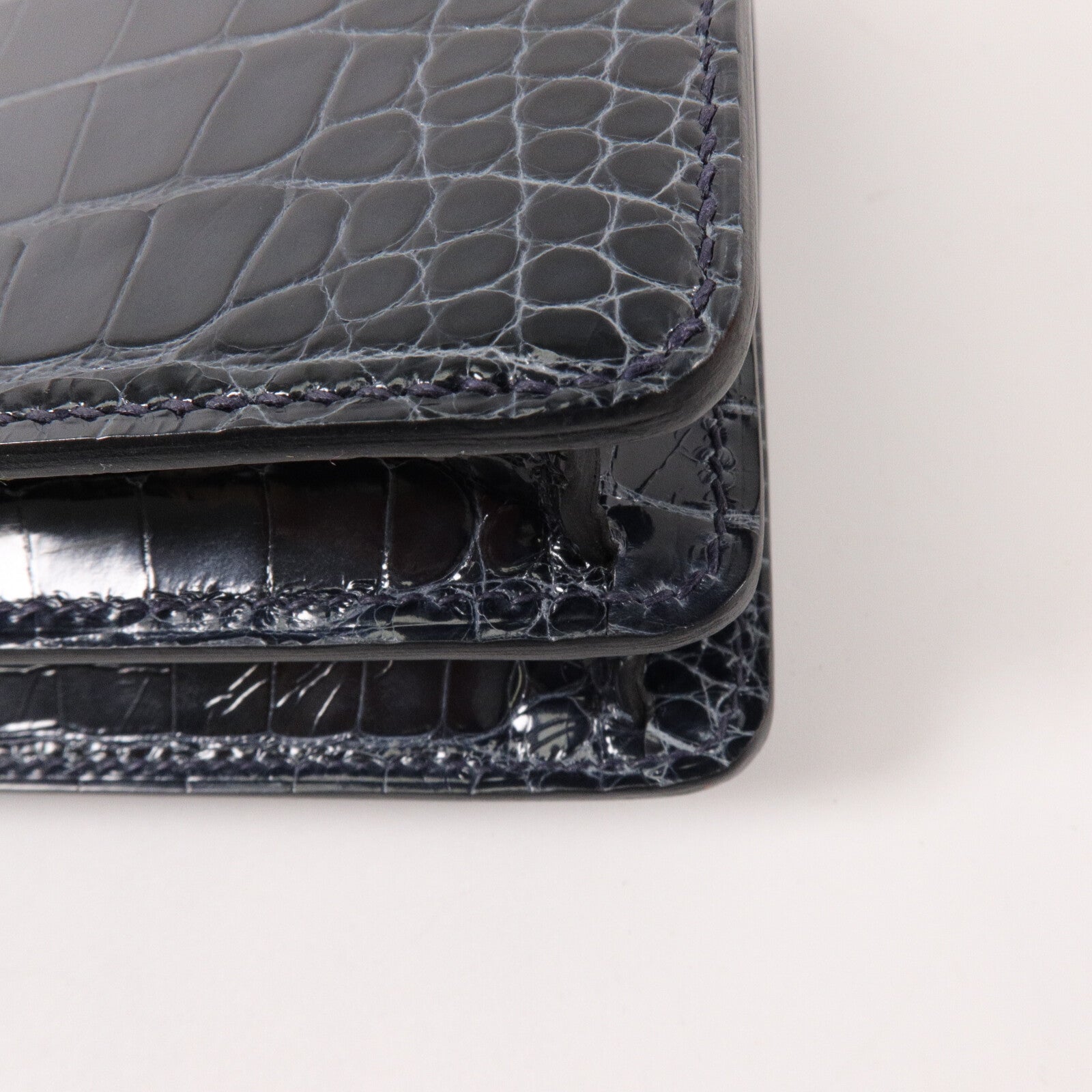 HERMES 鱷魚皮革Roulis Mini肩背袋Bleu Baltioue