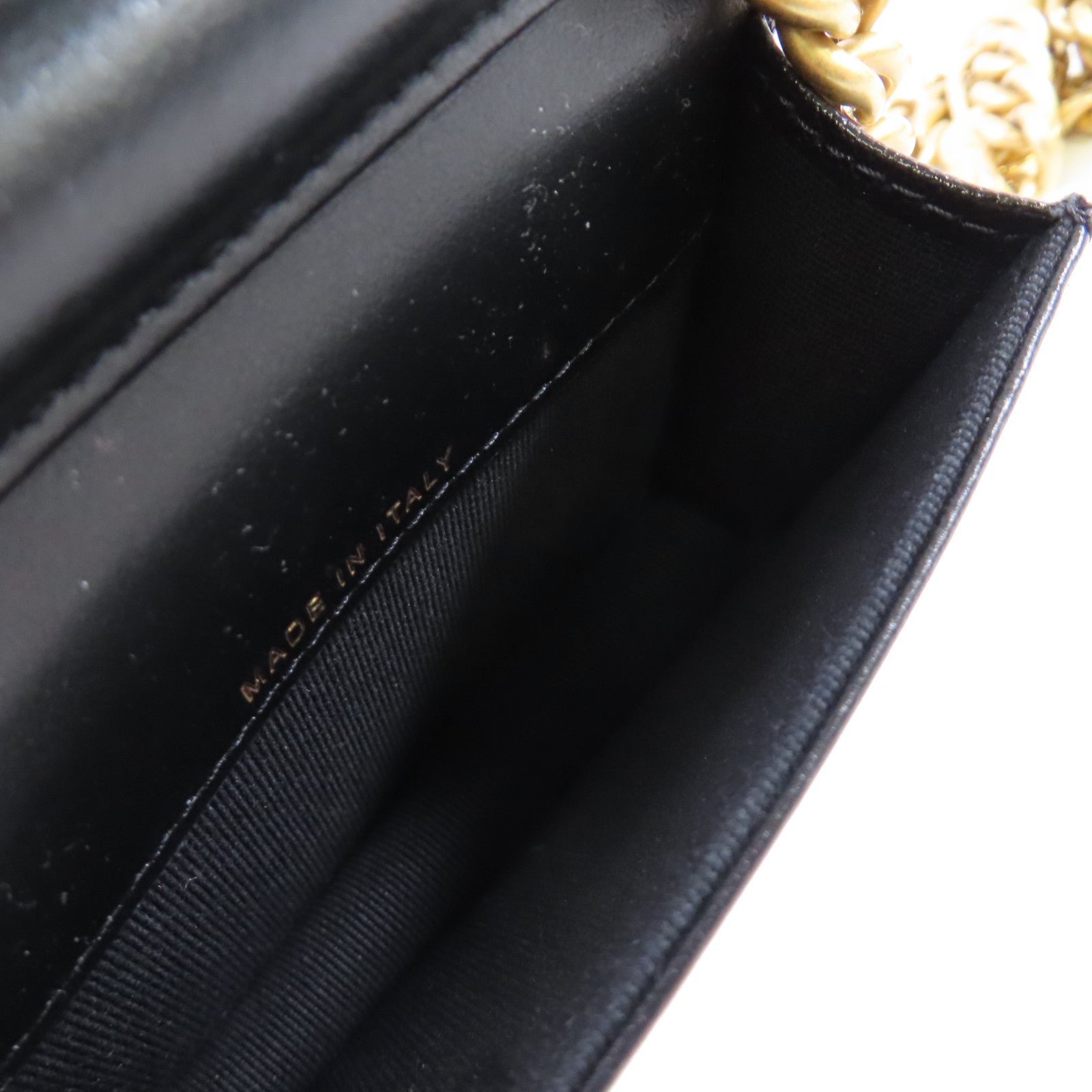 CHANEL 斜紋Caviar皮革Card Case With Chain Shoulder Bag金扣鏈帶卡片套肩背袋黑色