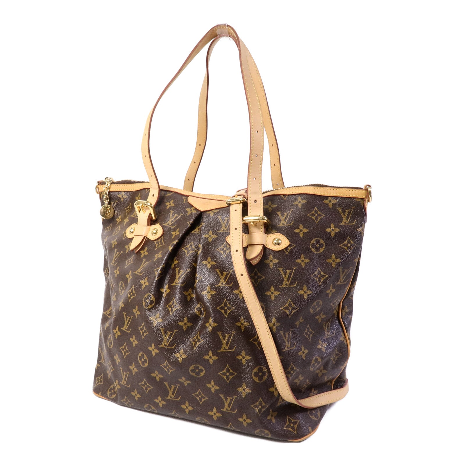 LOUIS VUITTON Monogram Palermo GM金扣手挽肩背兩用袋棕色