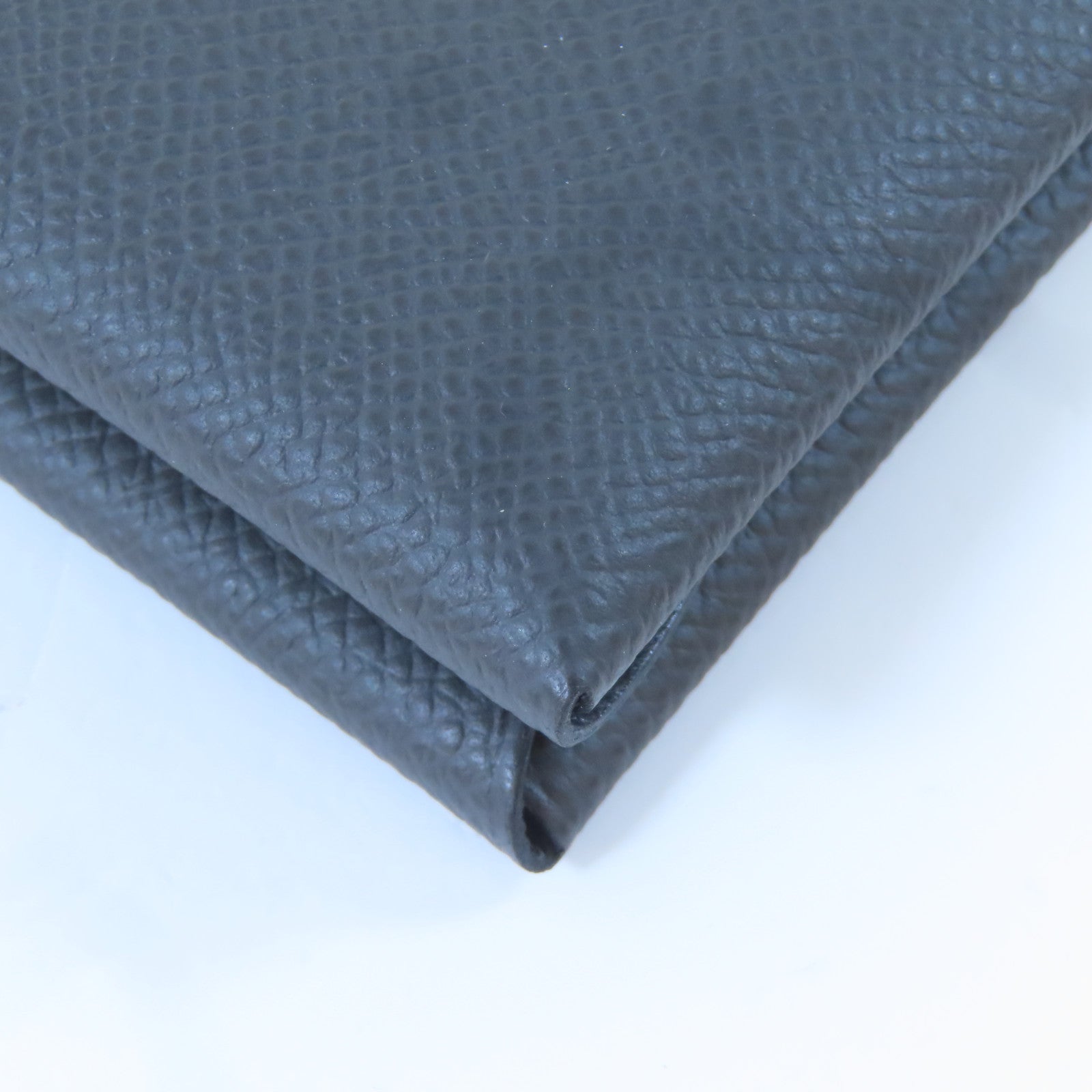 HERMES Epsom皮革Calvi Duo Card Holder銀扣卡片套灰色