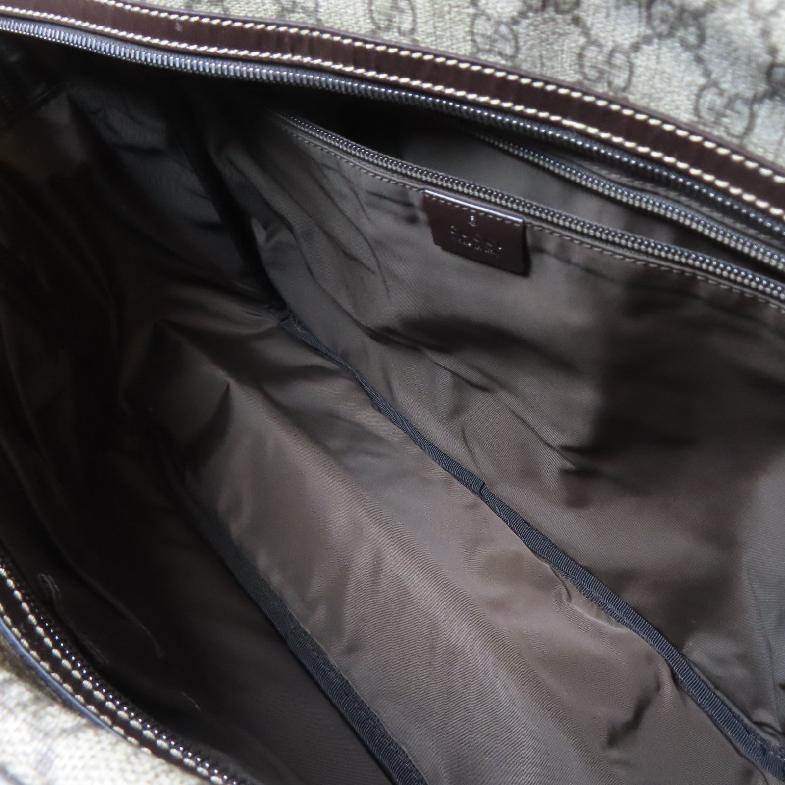 GUCCI 塗層帆布2 Way Shoulder銀扣手挽肩背兩用袋啡色