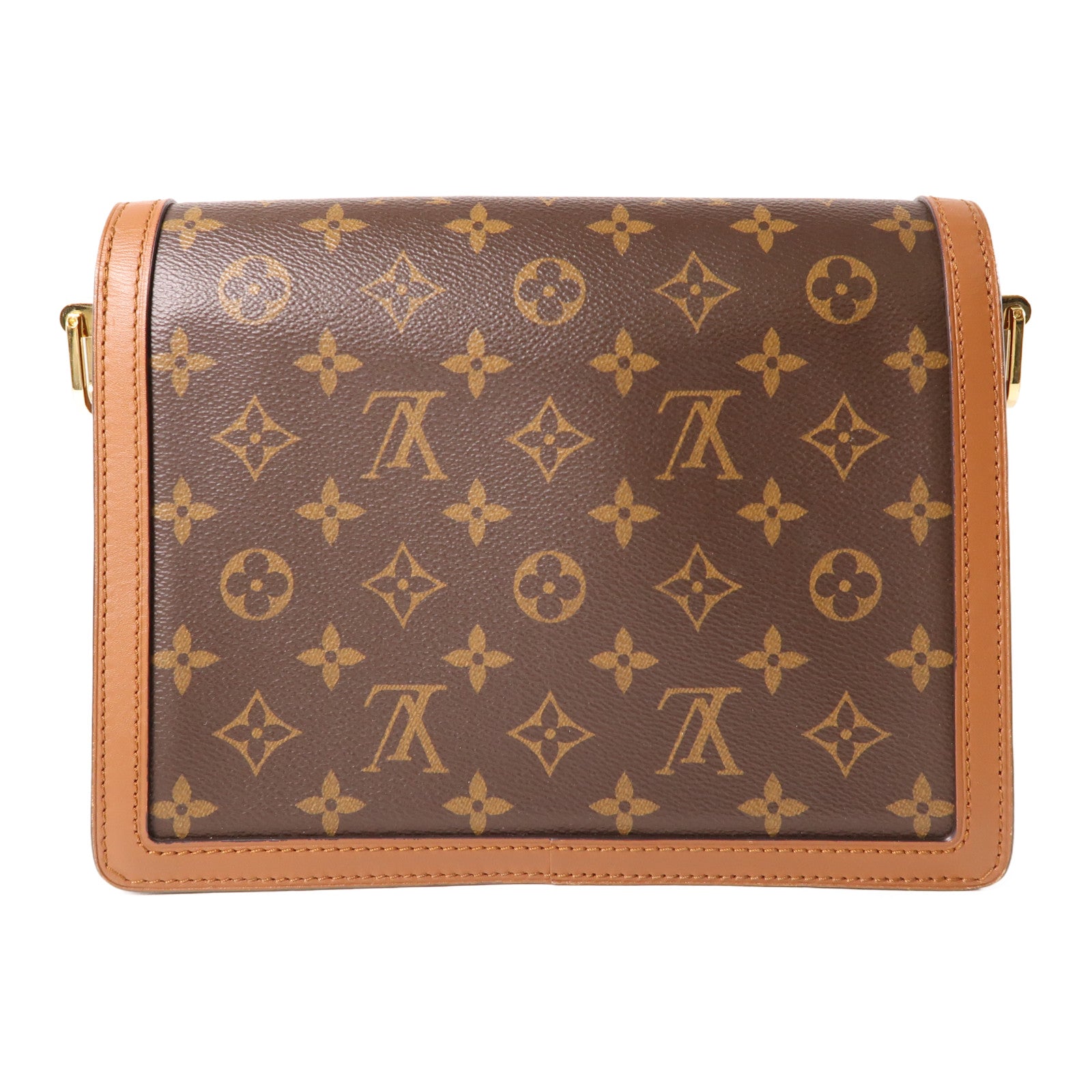 LOUIS VUITTON Monogram/Monogram Reverse Dauphine MM金扣手挽肩背兩用袋棕色