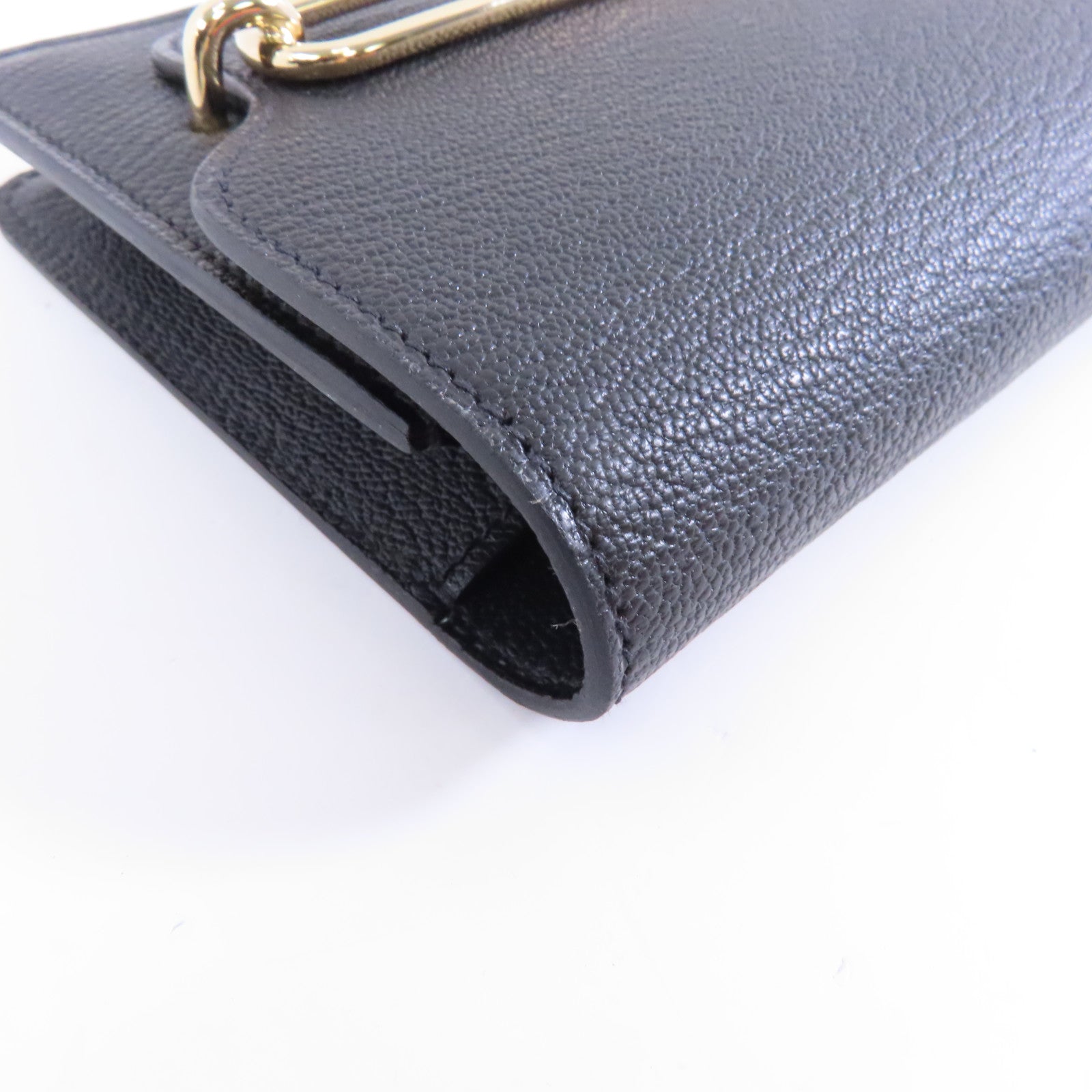 HERMES 【激減優惠】Chevre皮革Roulis Slim金扣錢包Noir/黑色