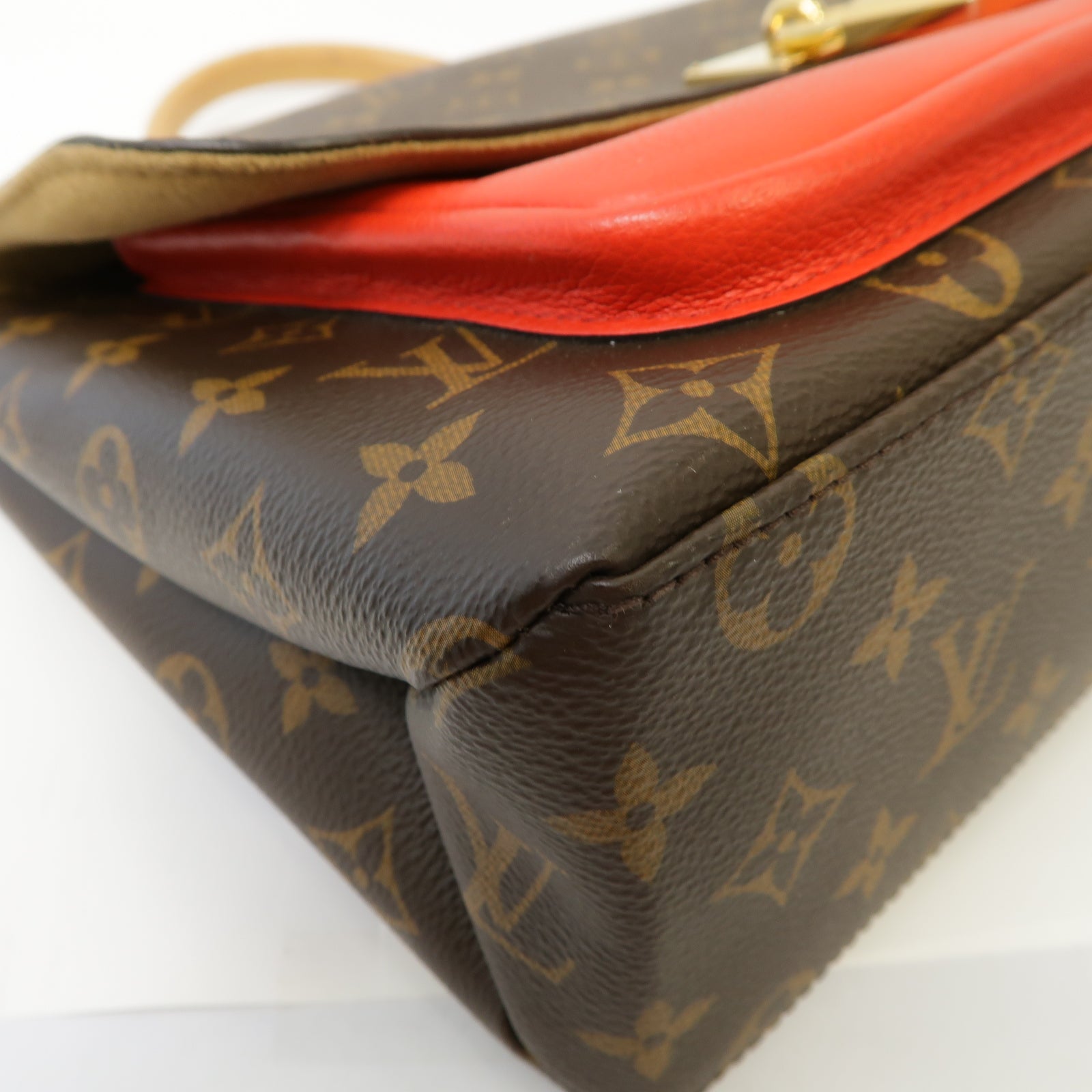 LOUIS VUITTON Monogram Marignan金扣手挽肩背兩用袋啡色/紅色