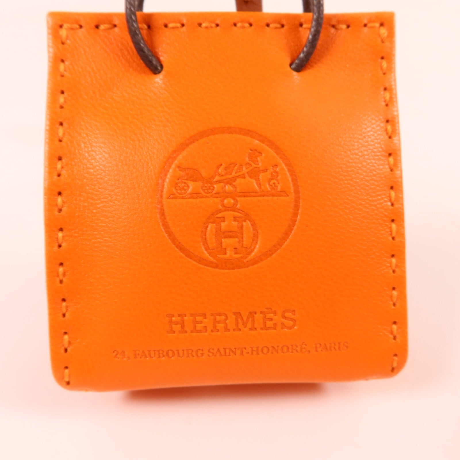 HERMES Milo/Swift皮革Sac Orange Bag Charm掛飾Orange