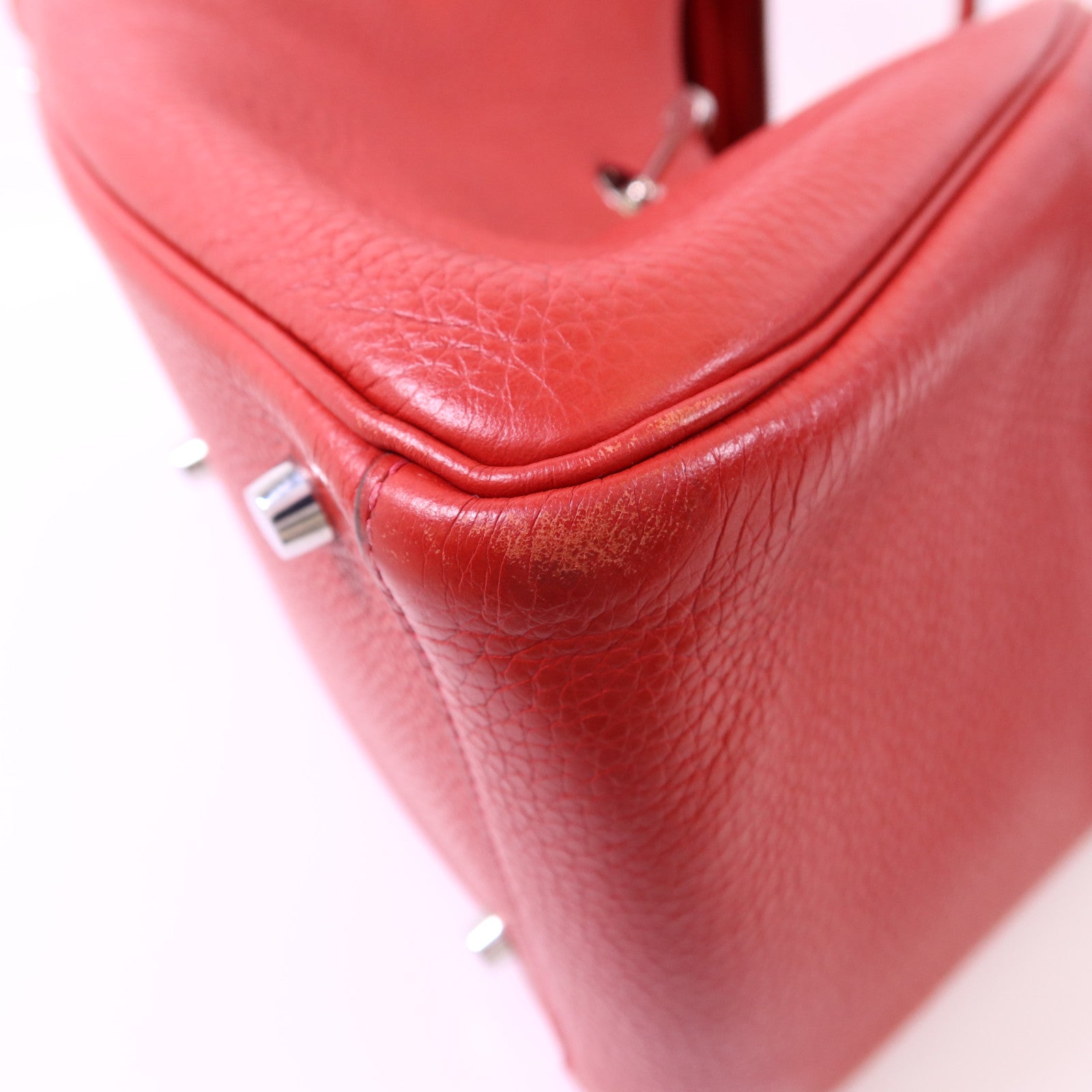 HERMES Clemence皮革Lindy 30銀扣手挽肩背兩用袋Rose Jaipur