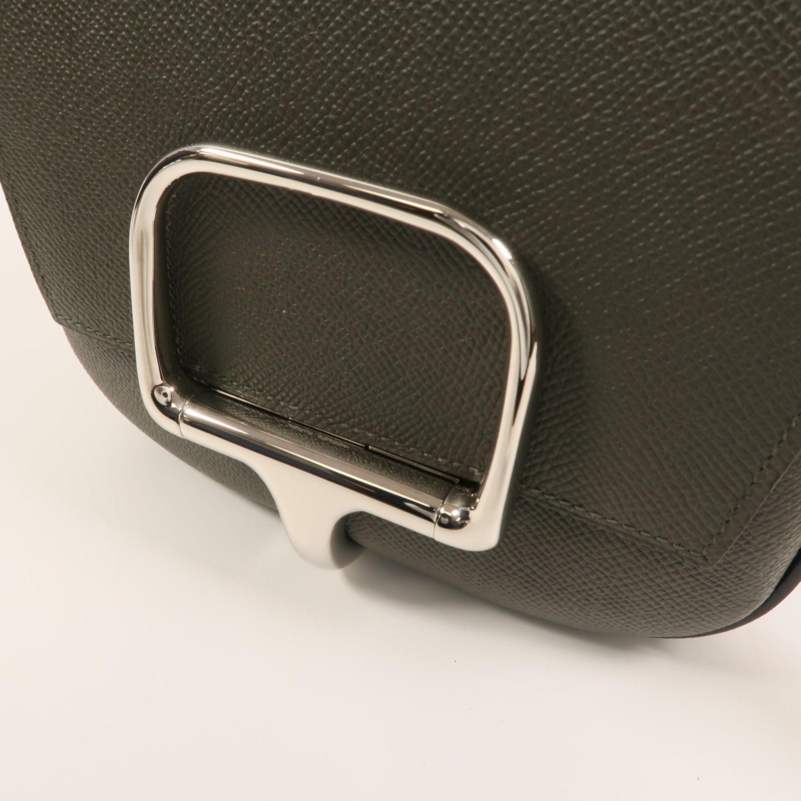 HERMES Epsom皮革Della Cavalleria Mini銀扣肩背袋Vert de Gris