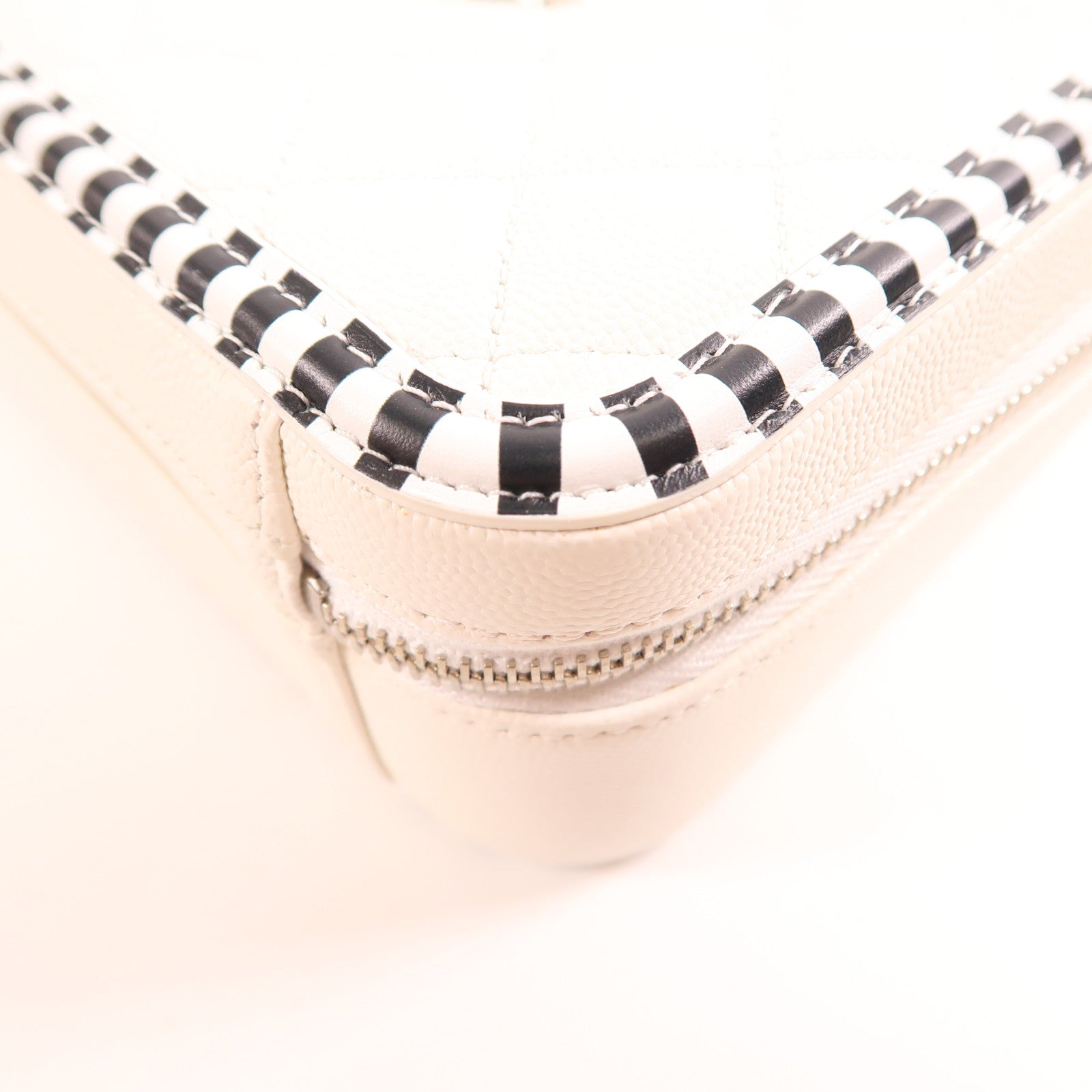 CHANEL CC SHW Vanity 2Way Shoulder Hand Bag Calfskin Leather White/Black