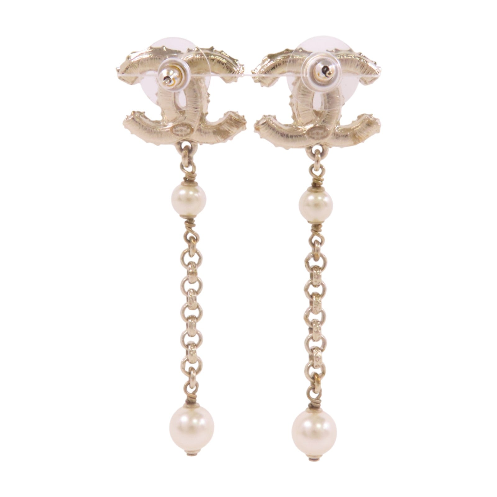 CHANEL 金屬/仿珍珠Earrings銀扣耳環