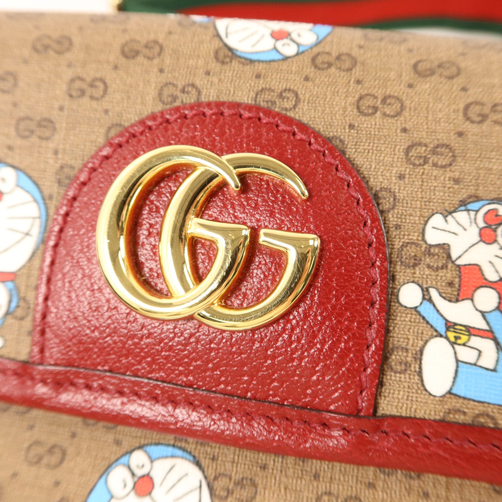 GUCCI 塗層帆布Doraemon X Gucci金扣腰包