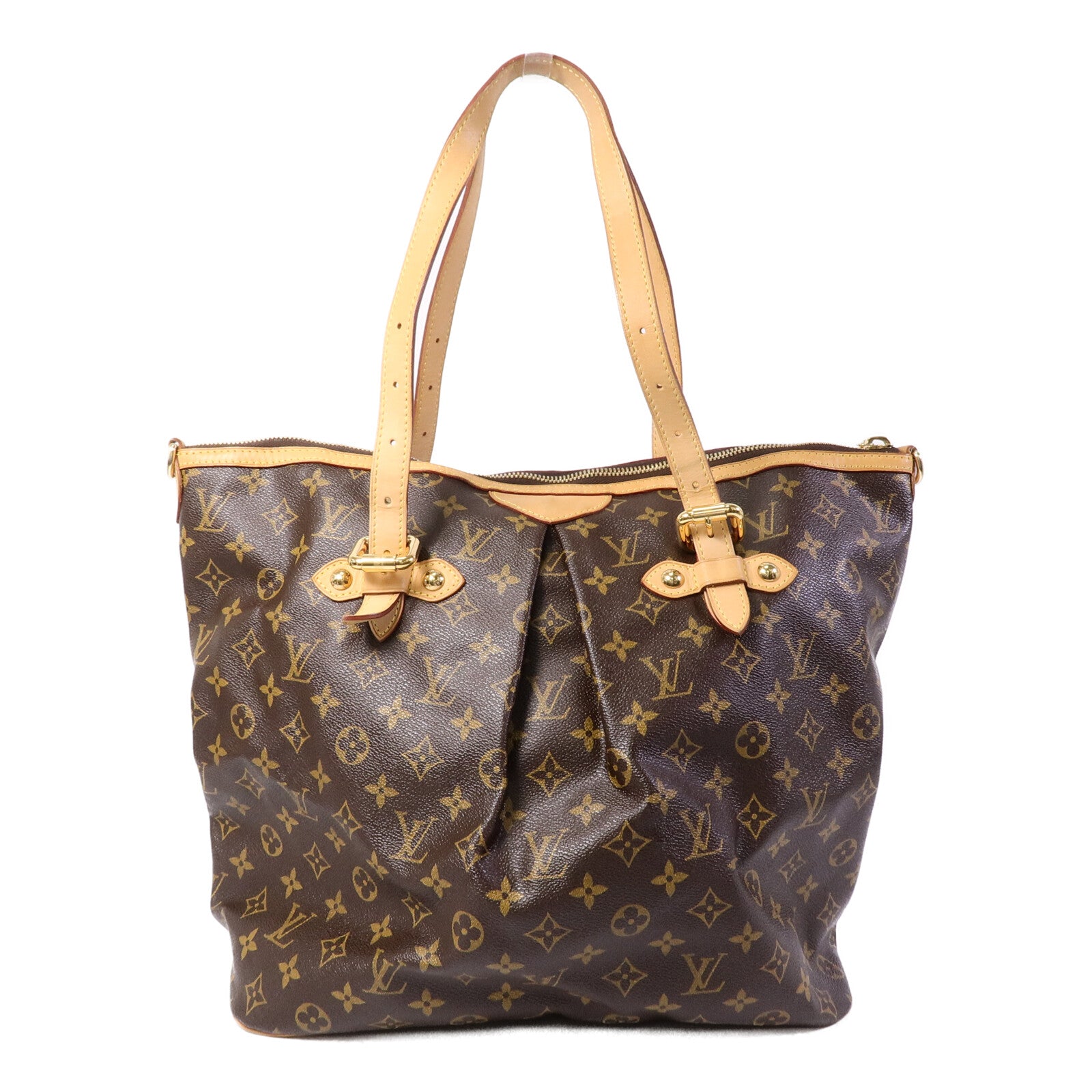 LOUIS VUITTON Monogram Palermo GM金扣手挽肩背兩用袋棕色