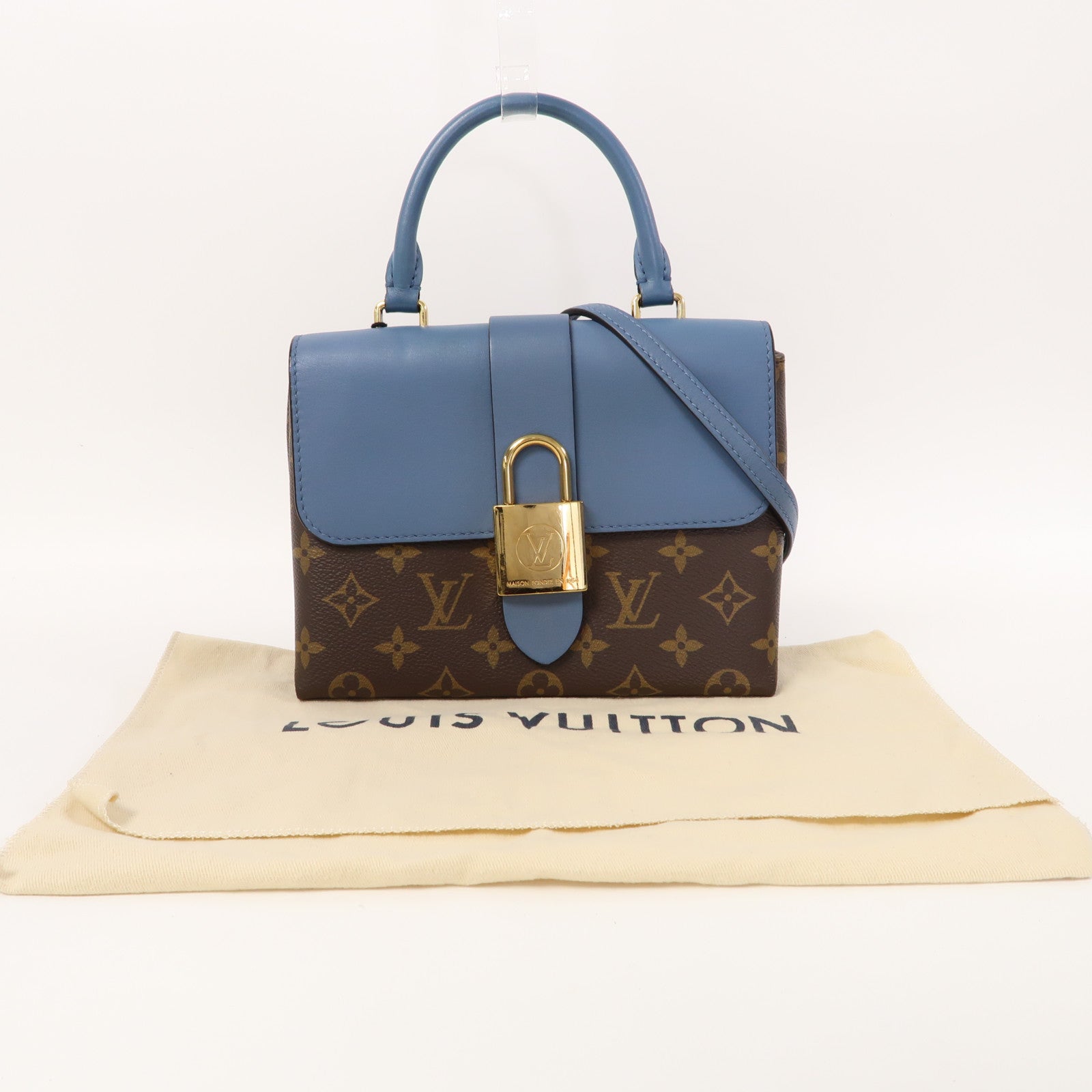 LOUIS VUITTON 【激減優惠】Monogram Locky BB金扣手挽肩背兩用袋藍色/啡色