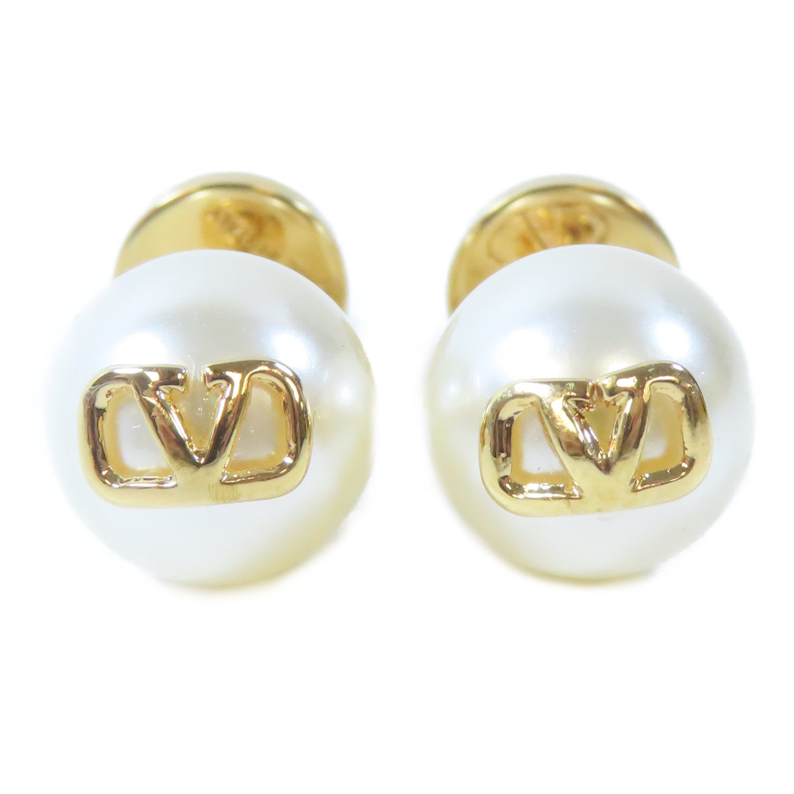 Valentino 金屬Pierced Earrings耳環金色/白色