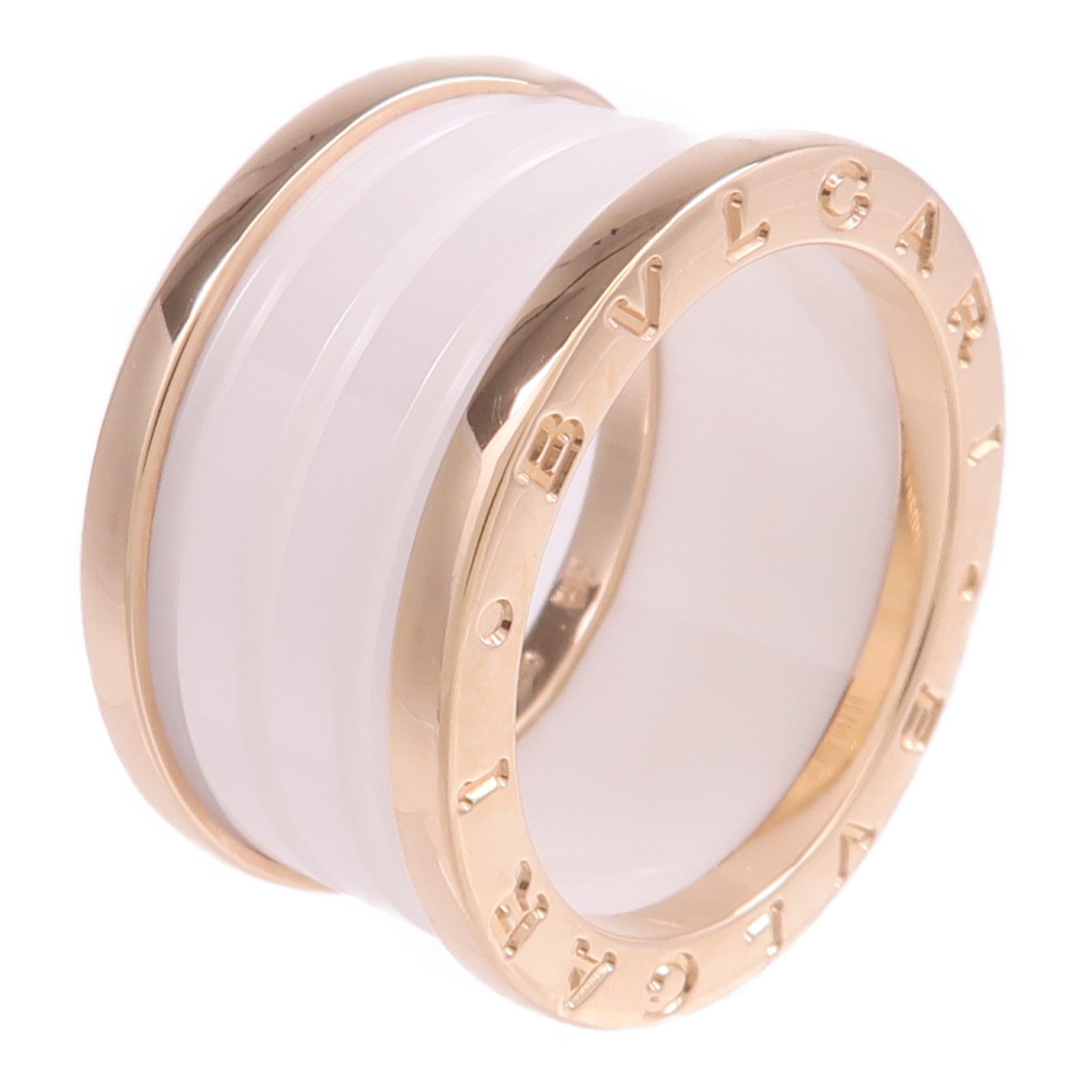 BVLGARI 18K玫瑰金/陶瓷B-zero1戒指BVLGARI#54/US#6.5