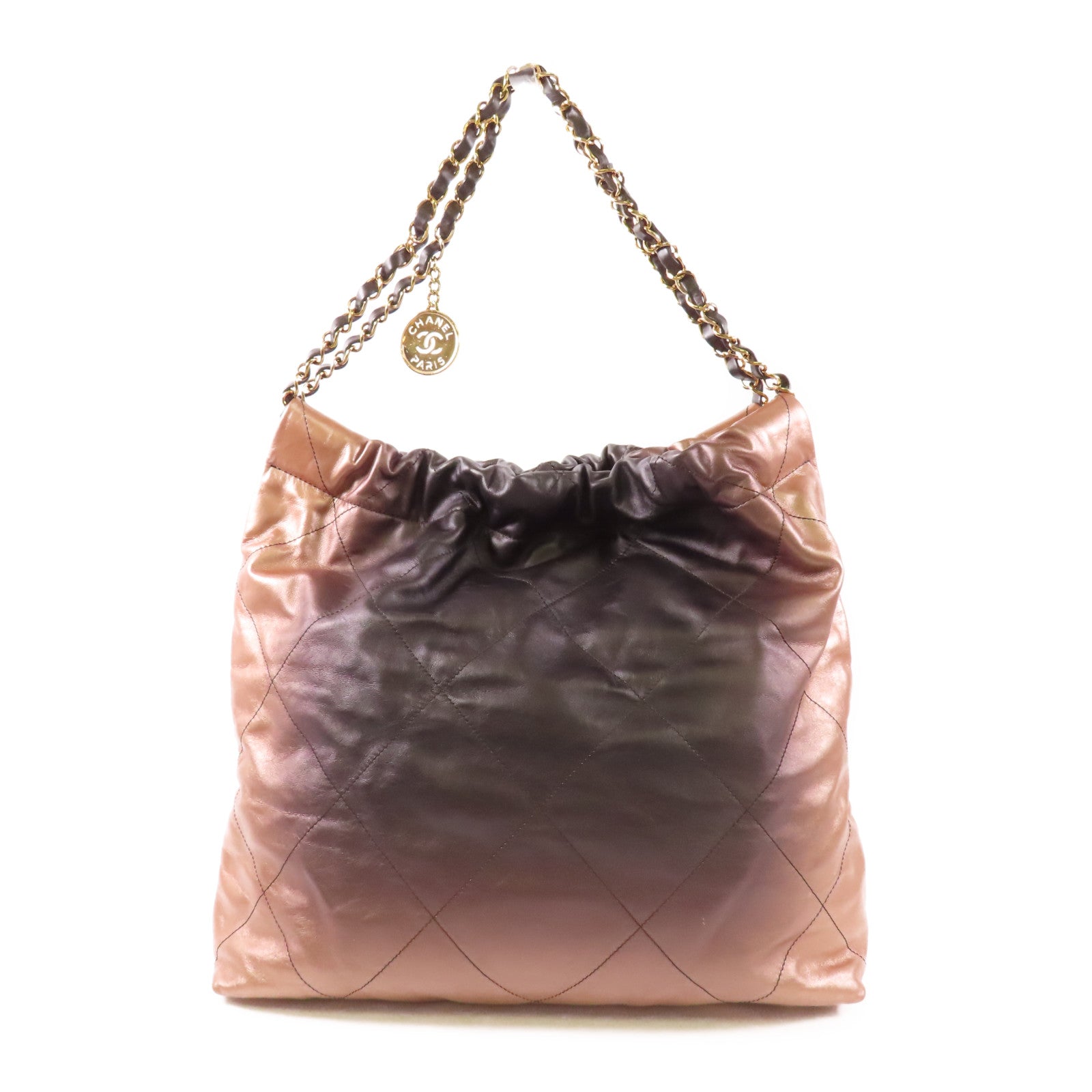 CHANEL 牛皮皮革Chanel 22金扣肩背袋