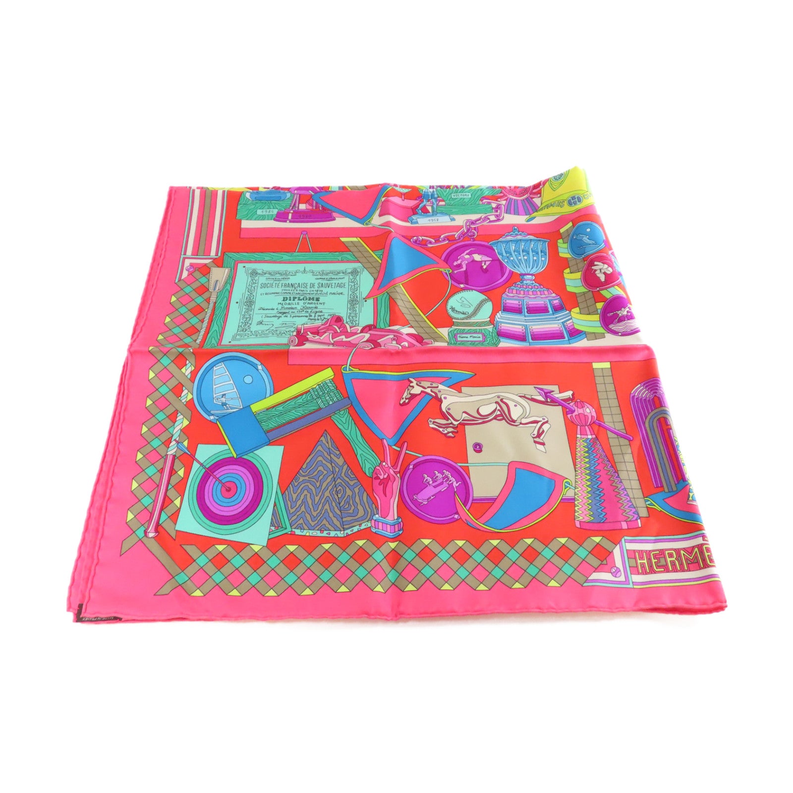 HERMES 【激減優惠】絲質90x90 Scarf絲巾粉紅/紅色/彩色